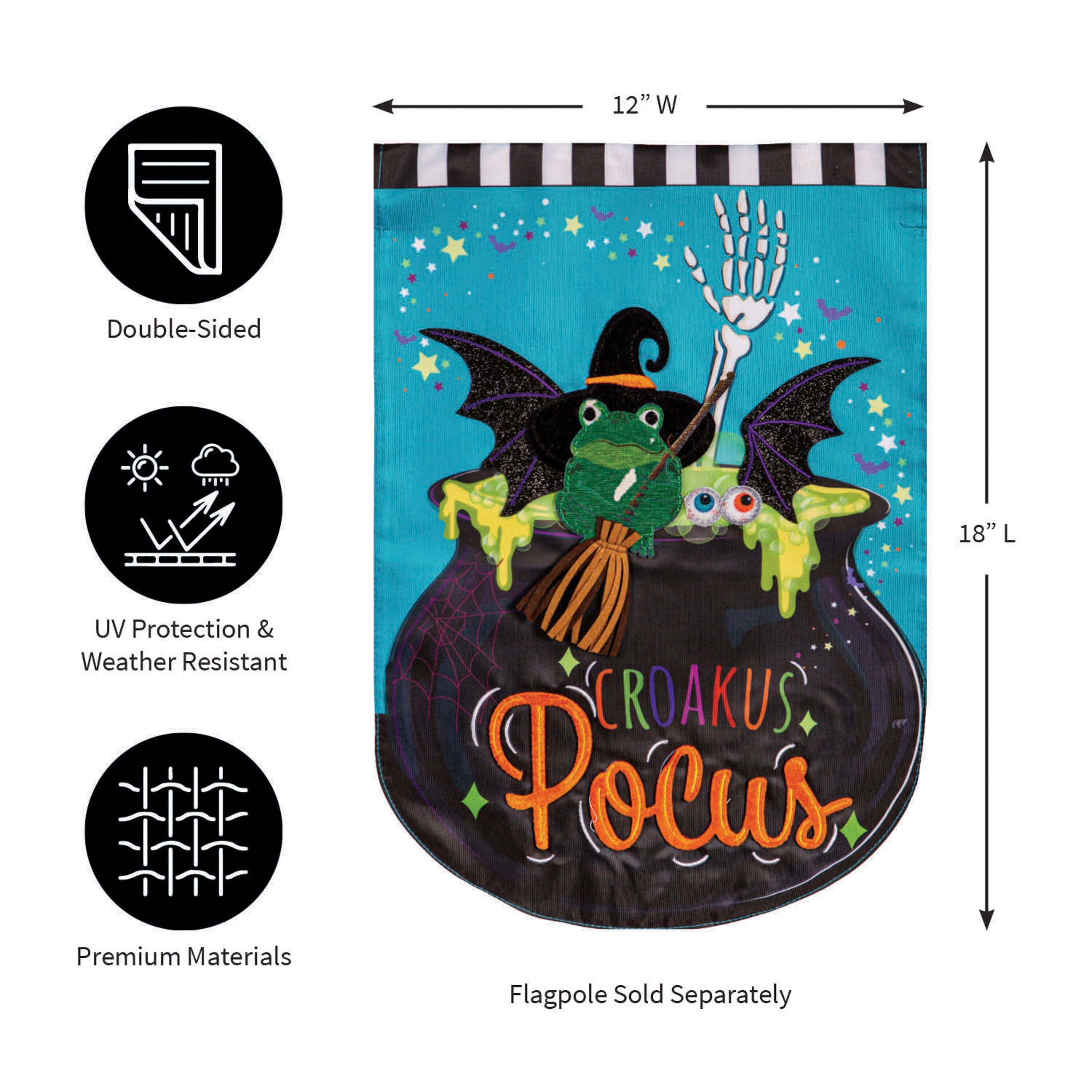 Croakus Pocus Applique Garden Flag