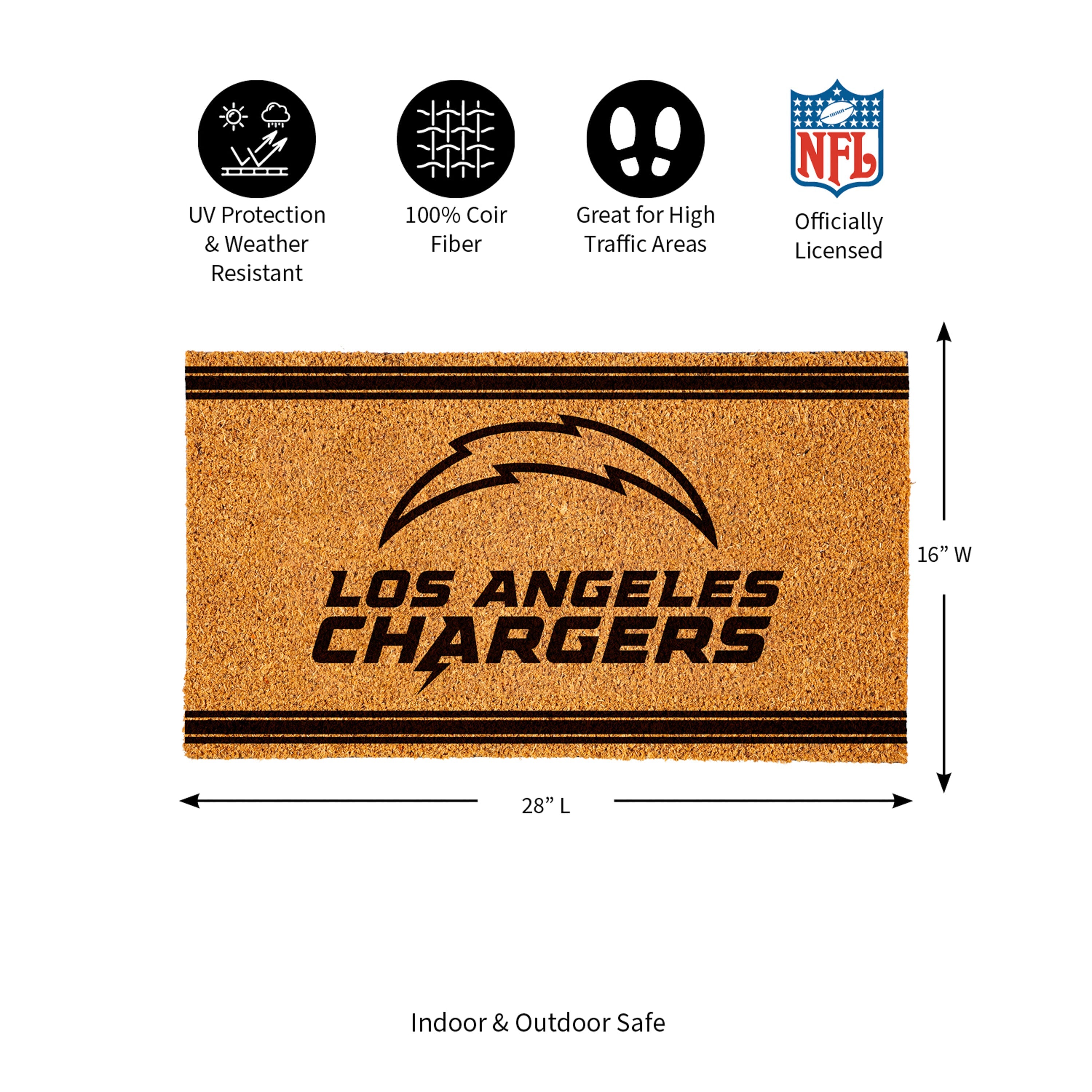 Los Angeles Chargers, Coir Mat 1C - Sports Gifts, Sports Memorabilia, Sports Collectibles, Fan Shop