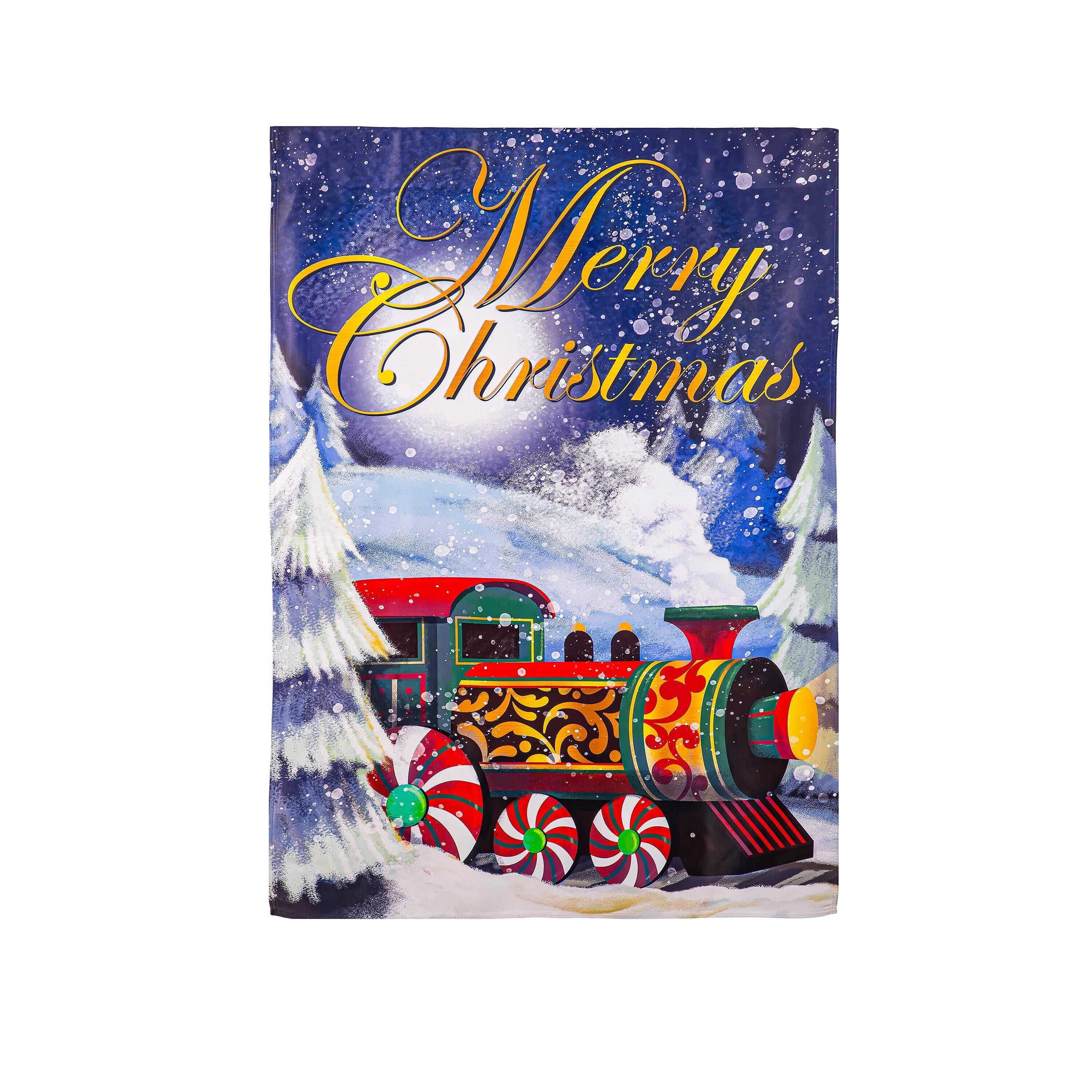 Home for the Holiday Train Estate Suede Flag - Sports Gifts, Sports Memorabilia, Sports Collectibles, Fan Shop