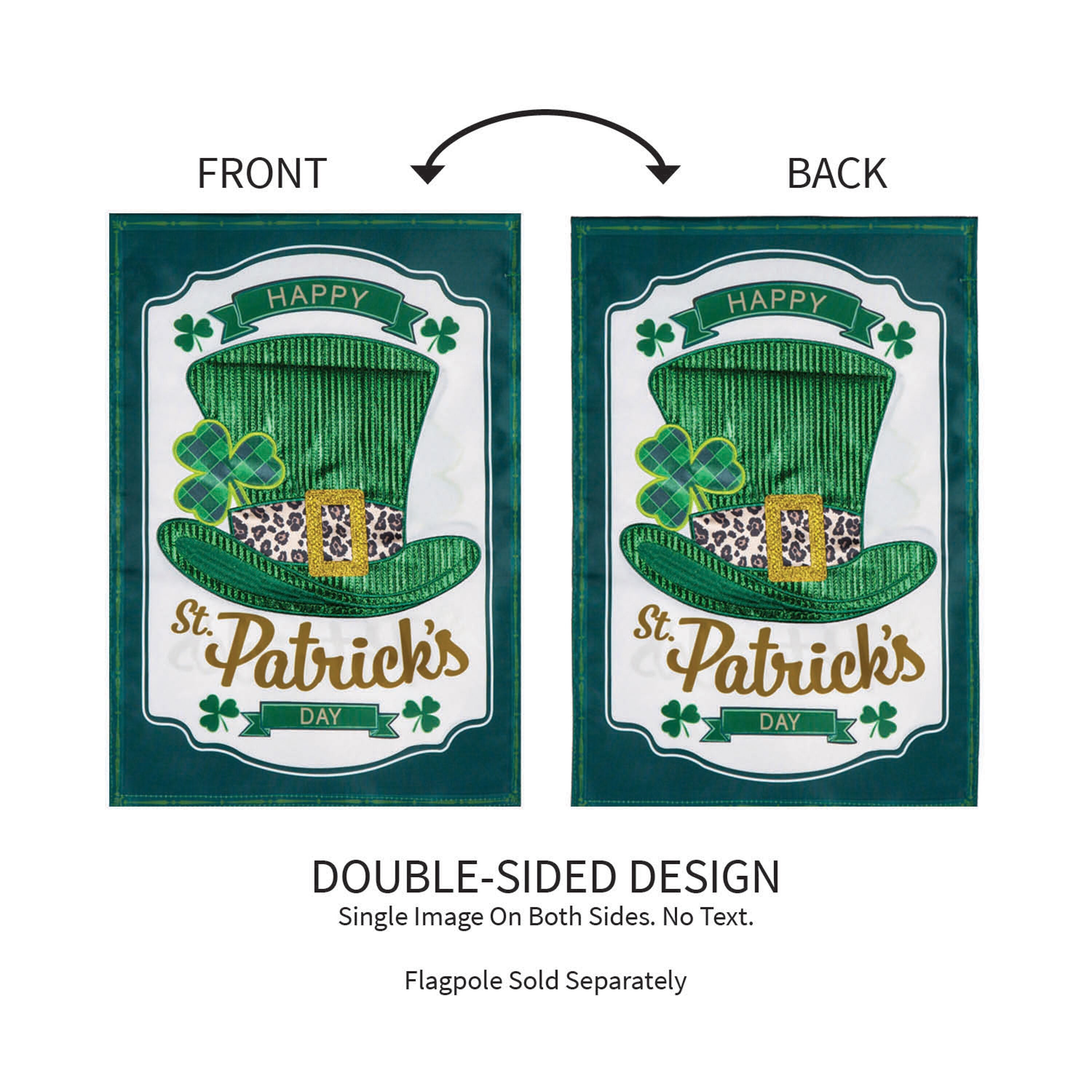 St. Patrick's Day Top Hat Applique Garden Flag - Sports Gifts, Sports Memorabilia, Sports Collectibles, Fan Shop