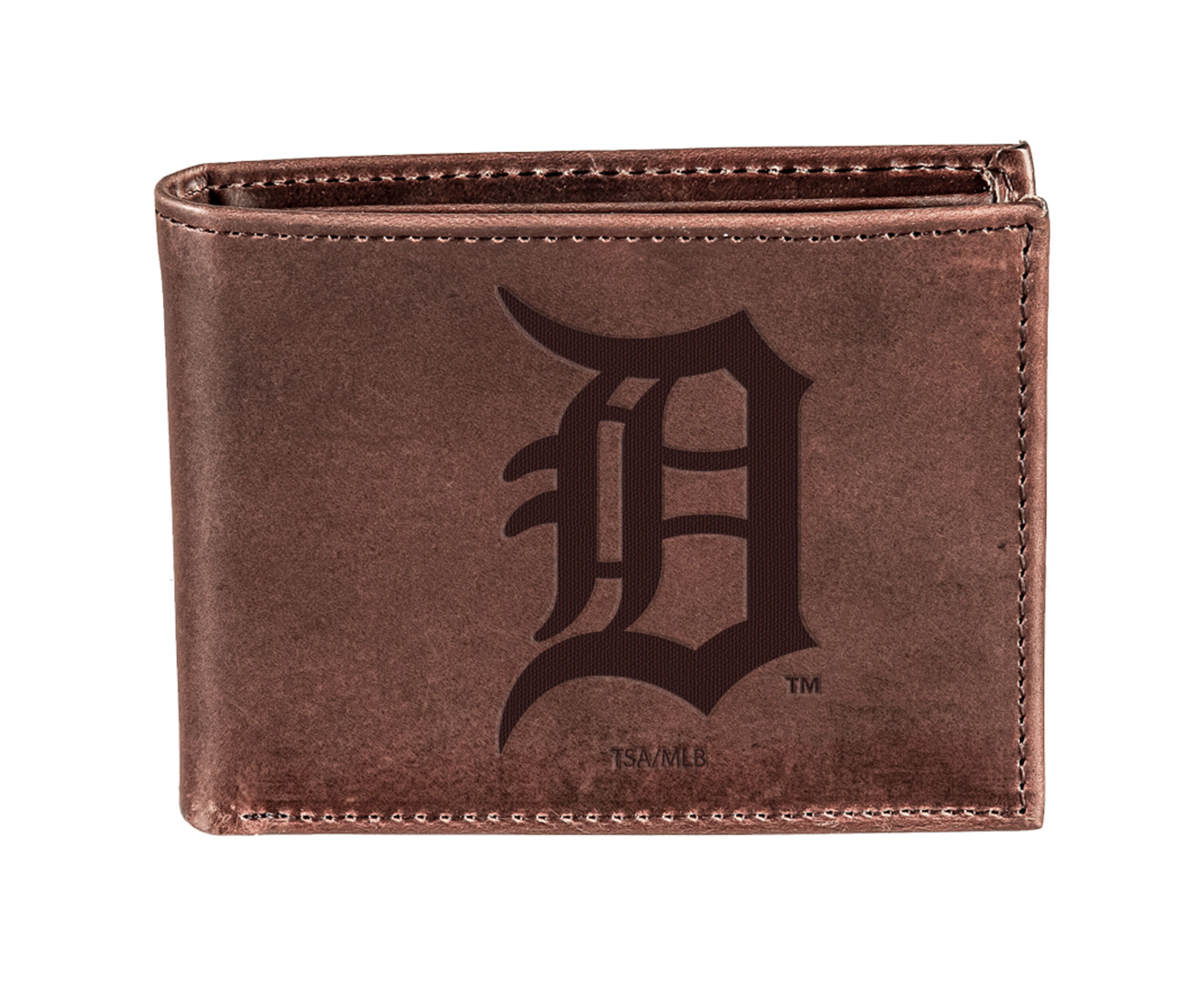 Detroit Tigers Bi-Fold Wallet Brown 100% Genuine Leather - Sports Gifts, Sports Memorabilia, Sports Collectibles, Fan Shop