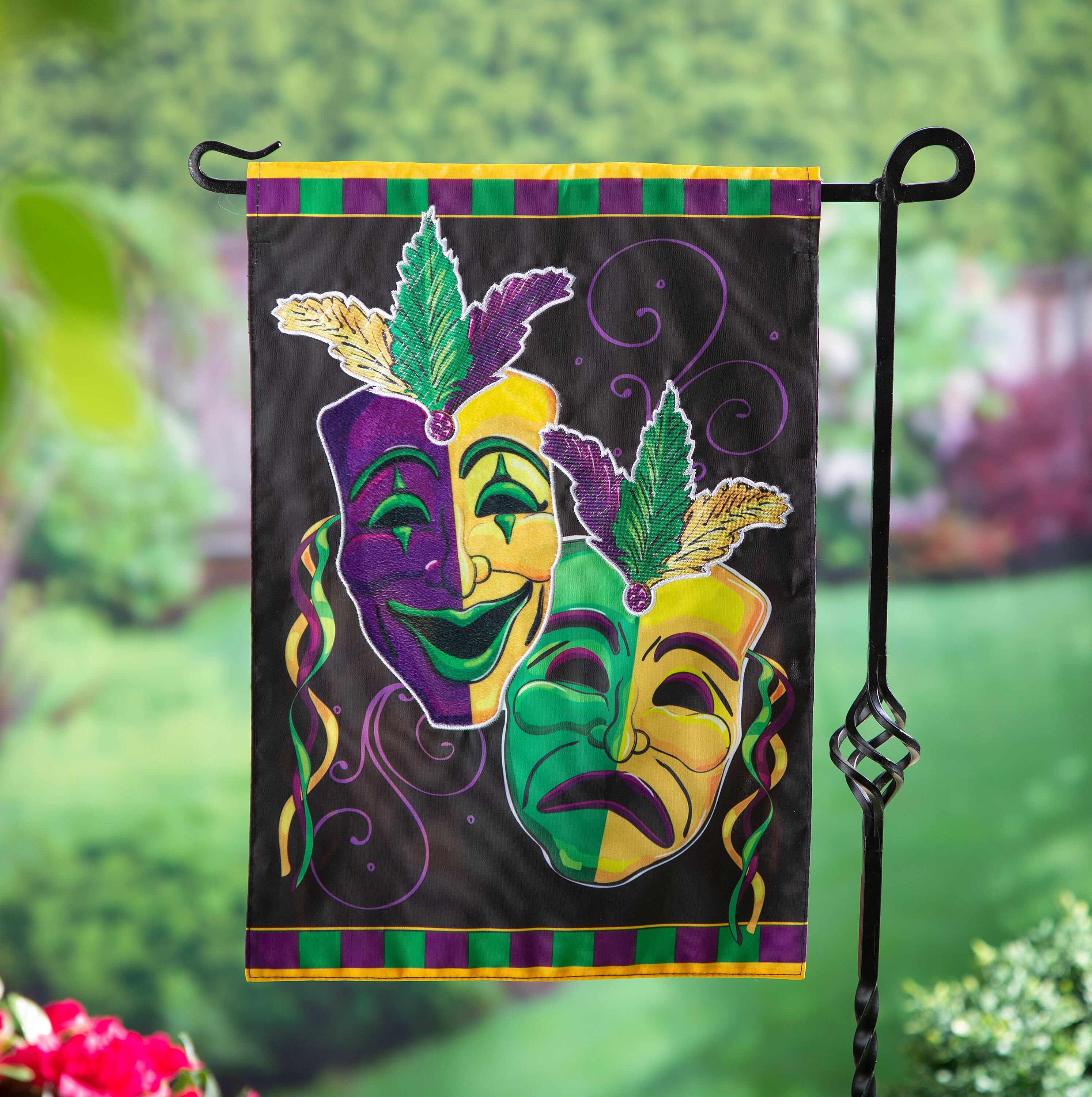 Mardi Gras Theater Mask Applique Garden Flag - Sports Gifts, Sports Memorabilia, Sports Collectibles, Fan Shop