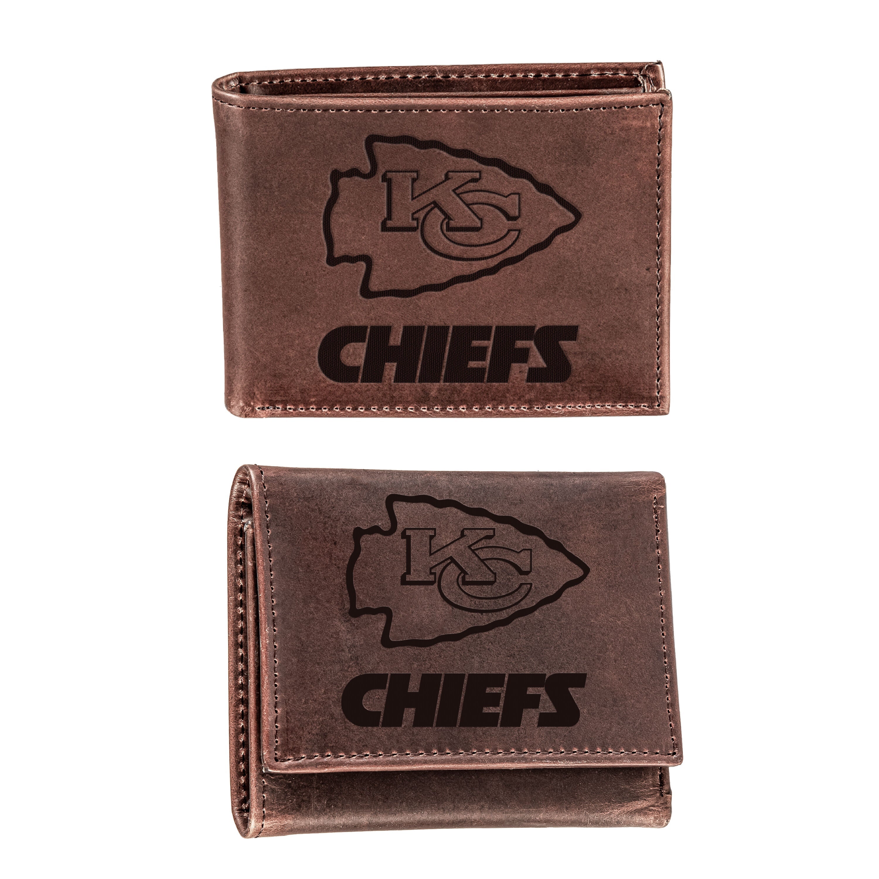 Kansas City Chiefs, Bi-Fold and Tri-Fold Wallet Gift Set, Brown - Sports Gifts, Sports Memorabilia, Sports Collectibles, Fan Shop