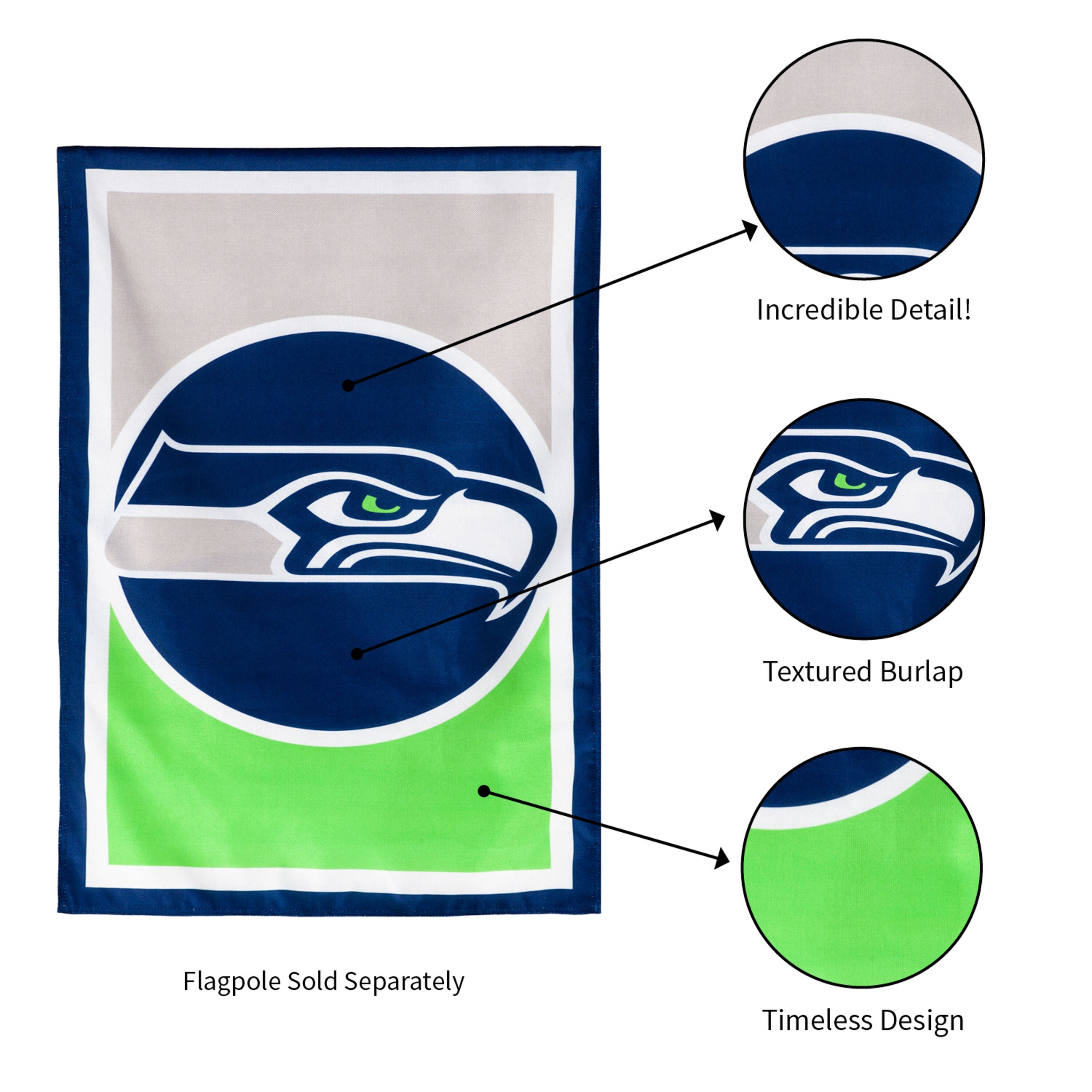 Flag, DS Burlap, Reg, Seattle Seahawks - Sports Gifts, Sports Memorabilia, Sports Collectibles, Fan Shop