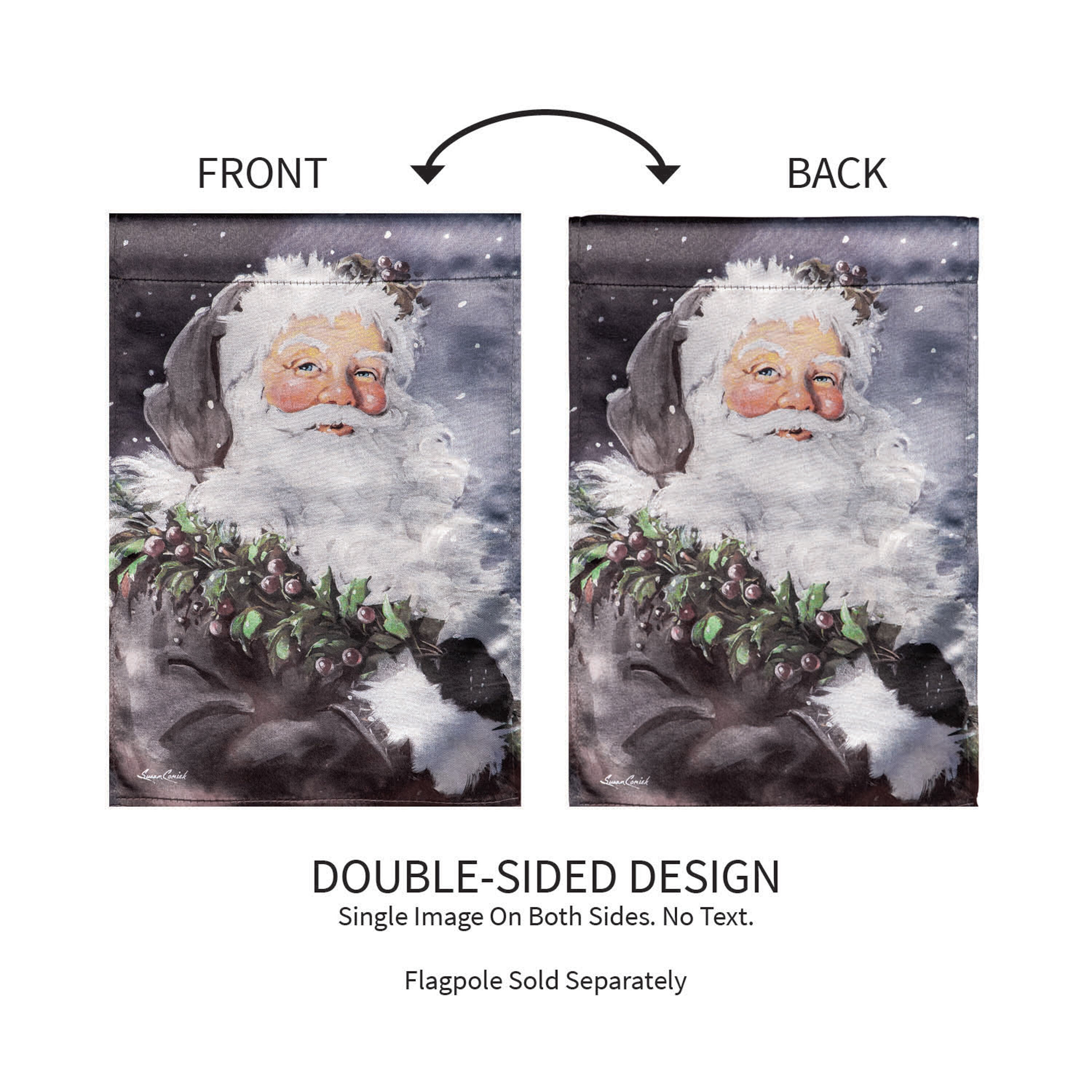 Santa in the Winter Lustre Garden Flag
