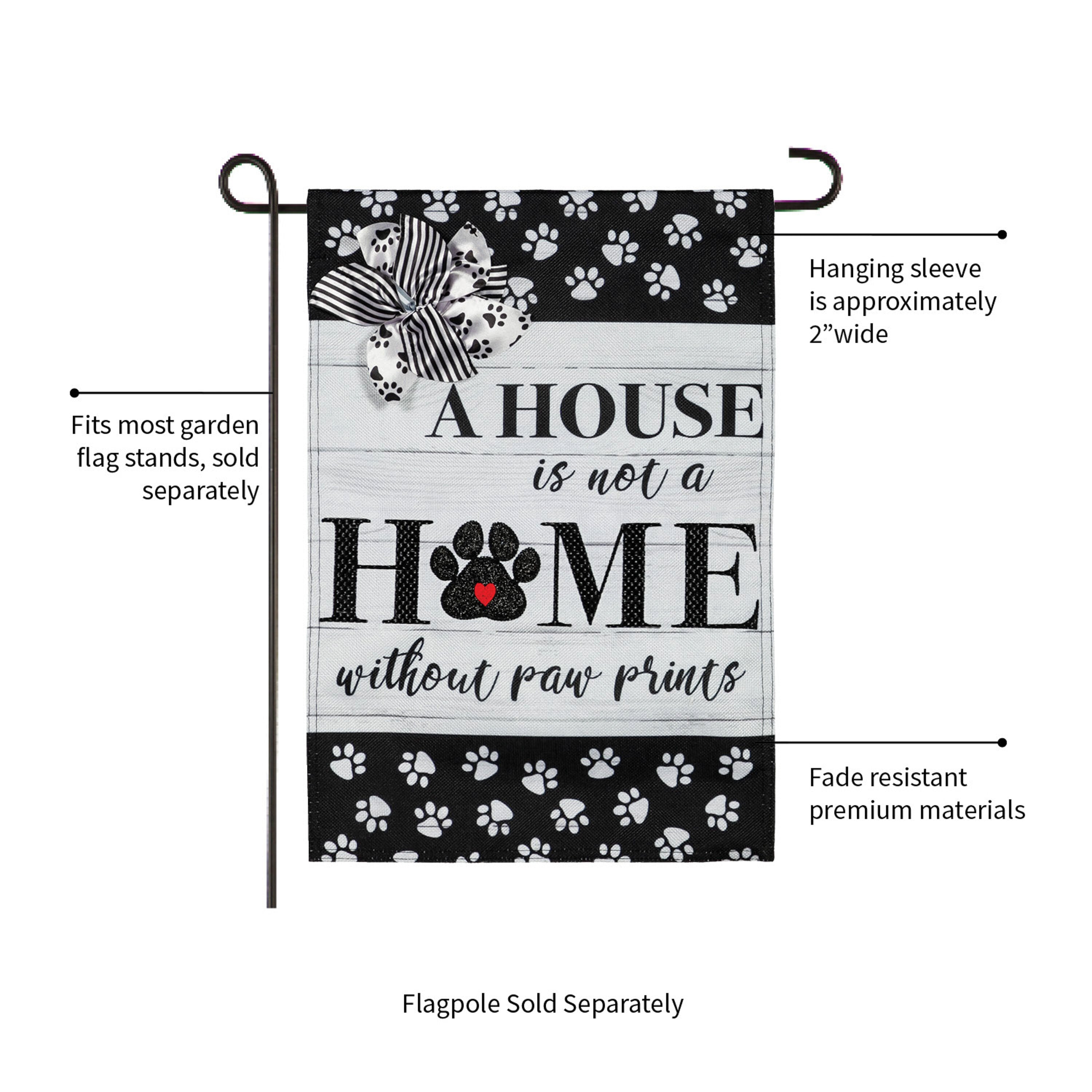 Paw Prints Garden Burlap Flag