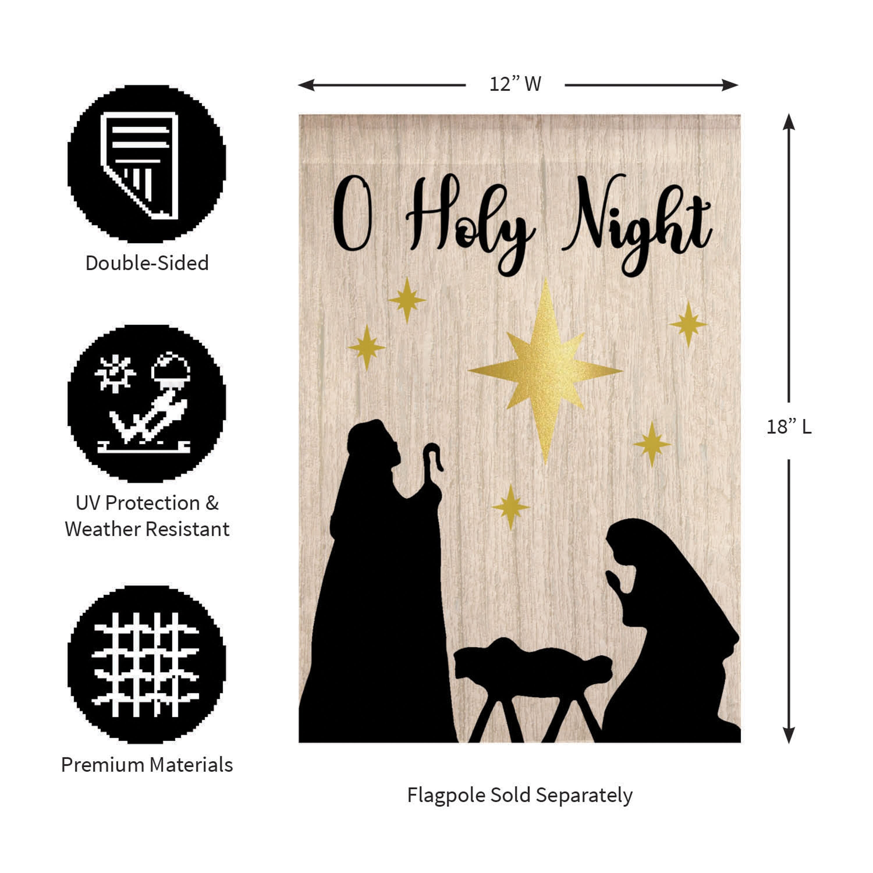 Nativity Silhouette Burlap Garden Flag - Sports Gifts, Sports Memorabilia, Sports Collectibles, Fan Shop
