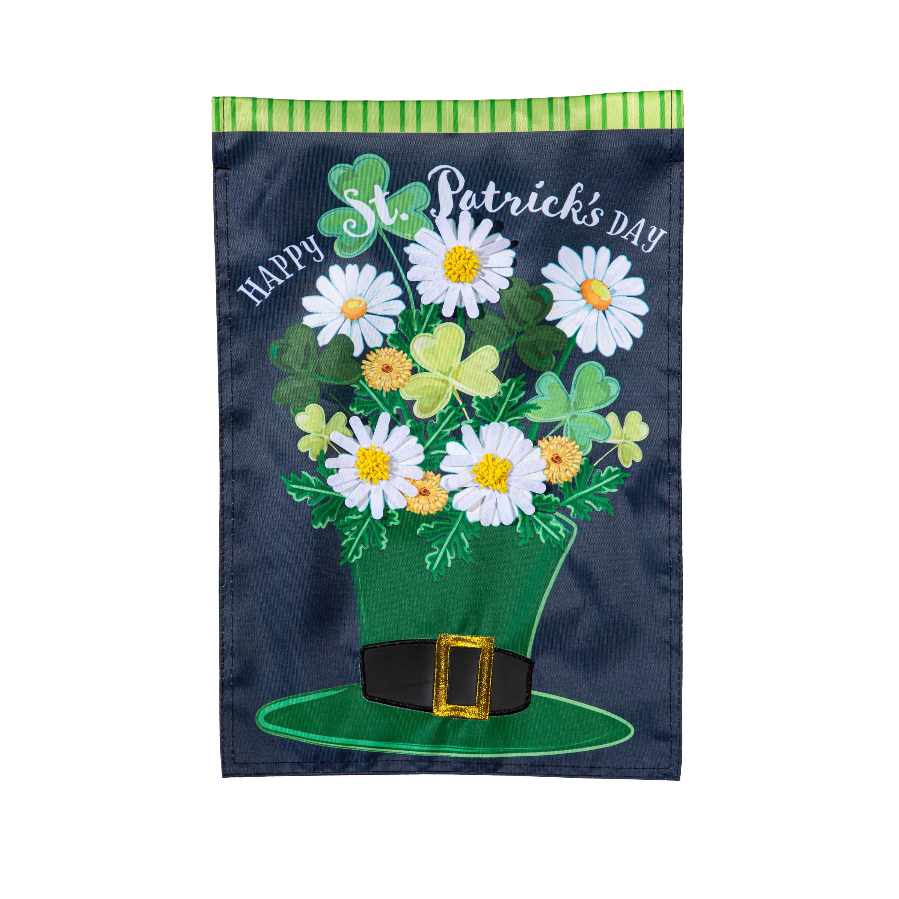 Happy St. Patrick's Day Floral Hat Applique Garden Flag