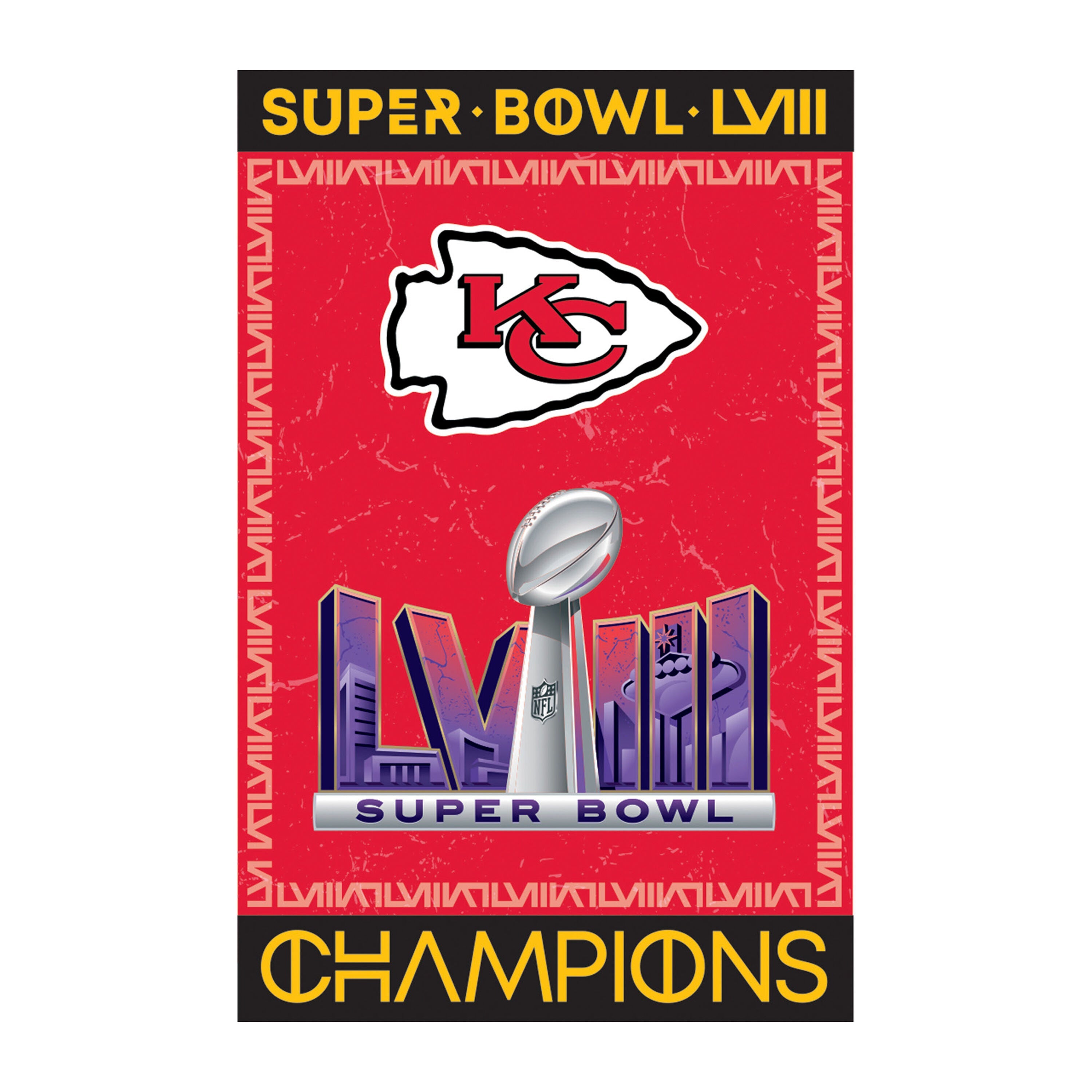 Kansas City Chiefs SB58 Champions Embossed Suede House Flag - Sports Gifts, Sports Memorabilia, Sports Collectibles, Fan Shop