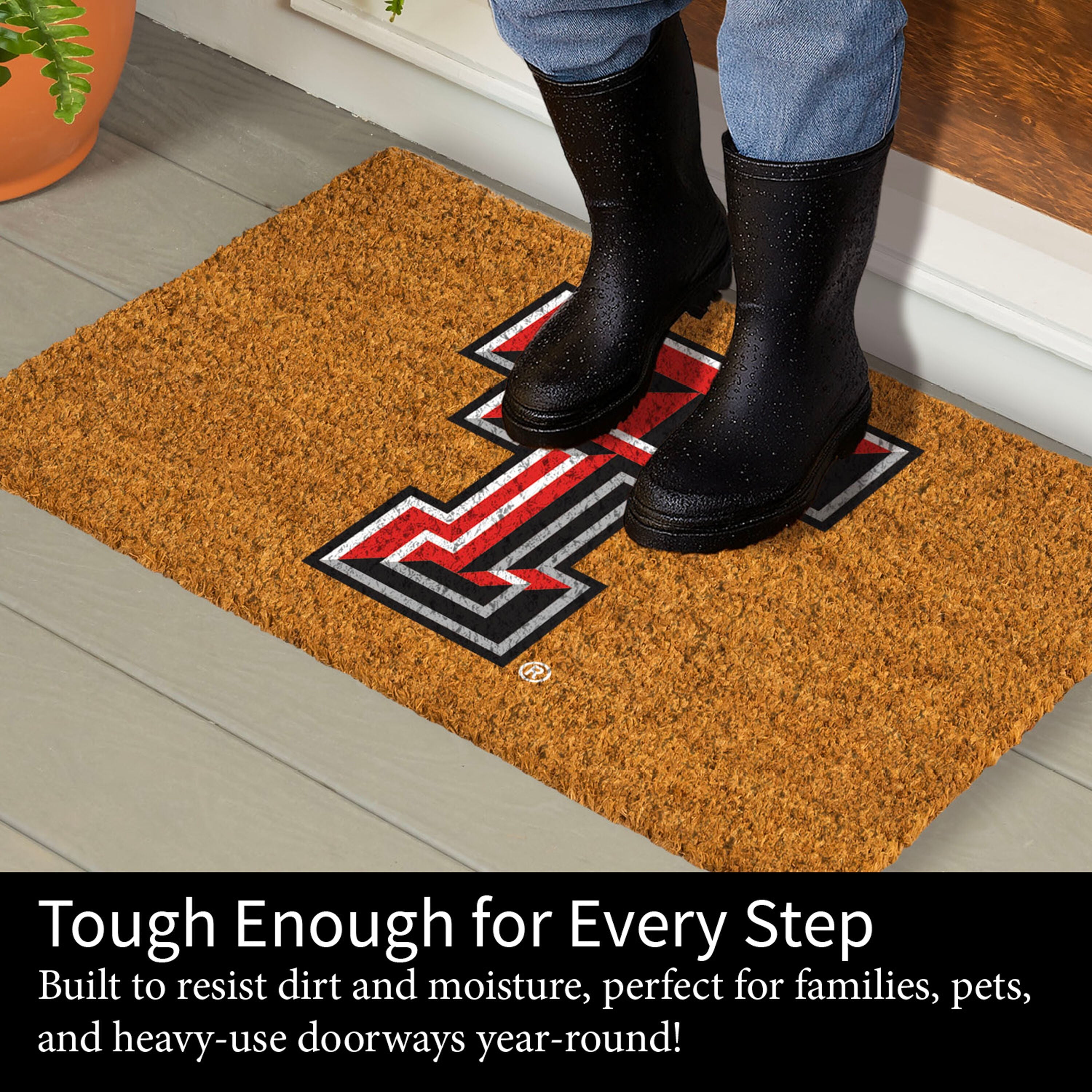 Coir Mat, 16"x28", Texas Tech University