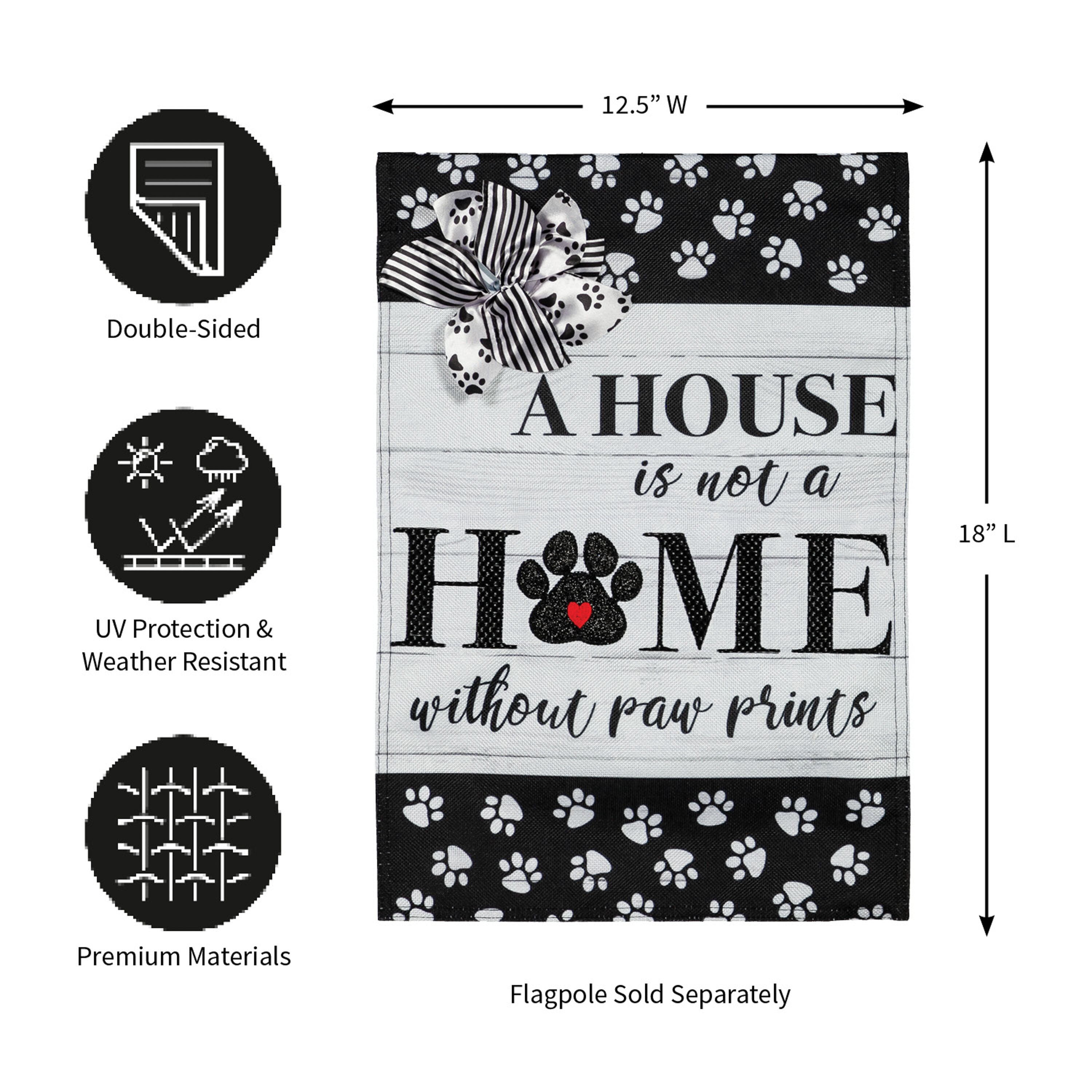 Paw Prints Garden Burlap Flag
