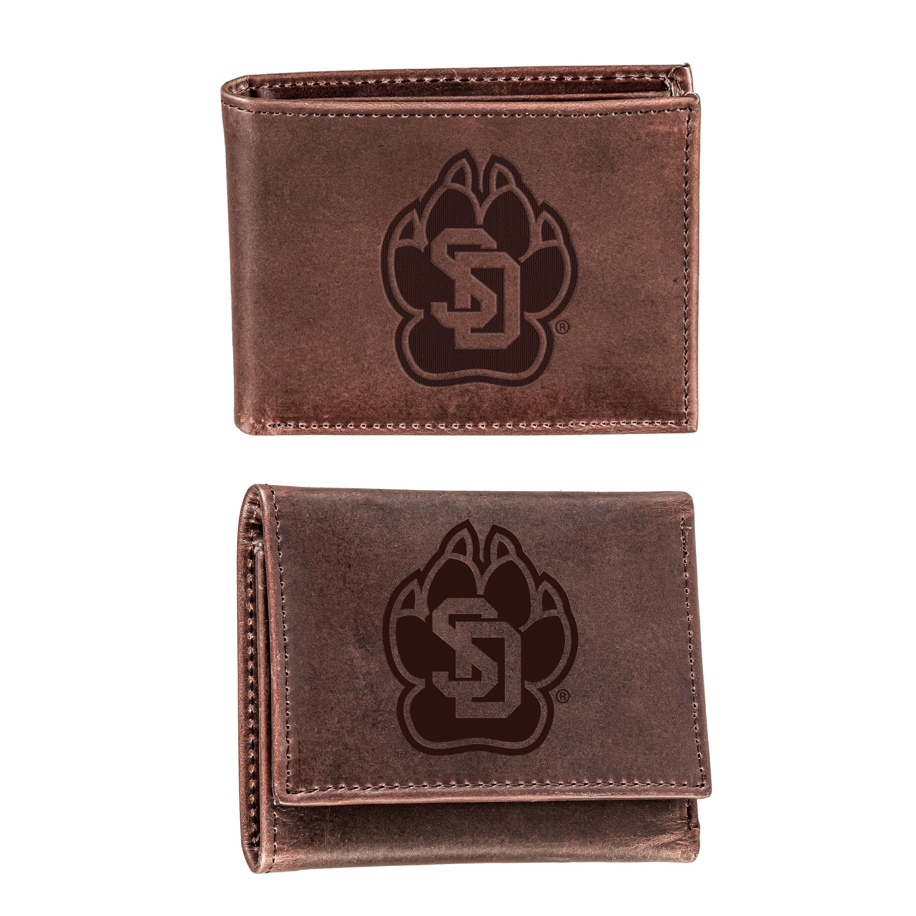 University of South Dakota, Bi-Fold and Tri-Fold Wallet Gift Set, Brown - Sports Gifts, Sports Memorabilia, Sports Collectibles, Fan Shop