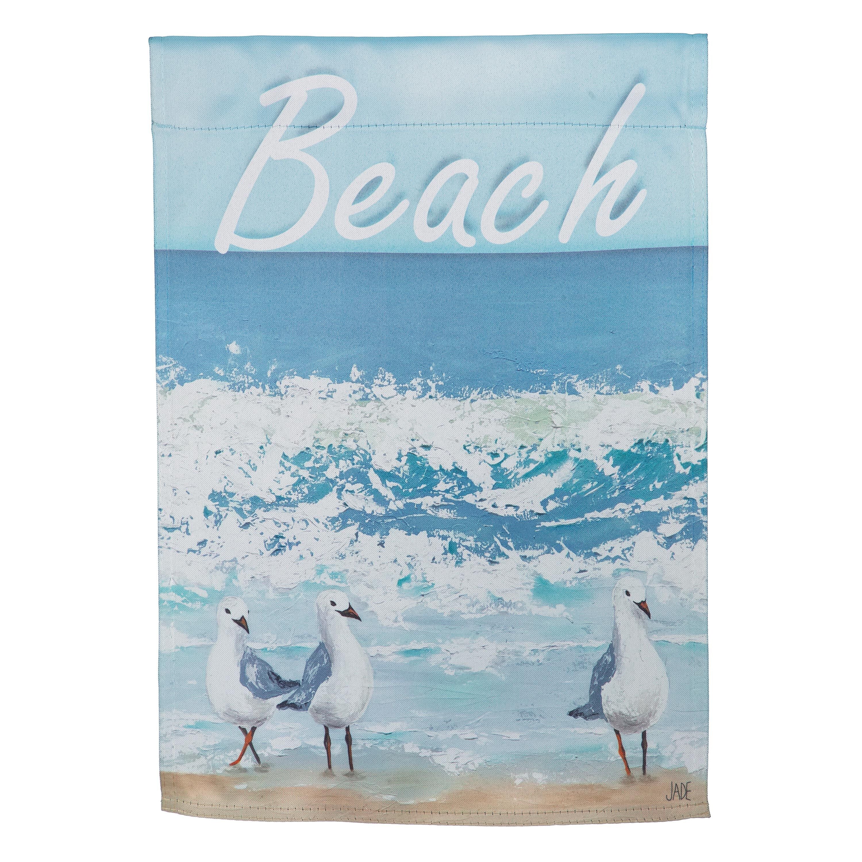 Seagulls On The Beach Suede Garden Flag - Sports Gifts, Sports Memorabilia, Sports Collectibles, Fan Shop