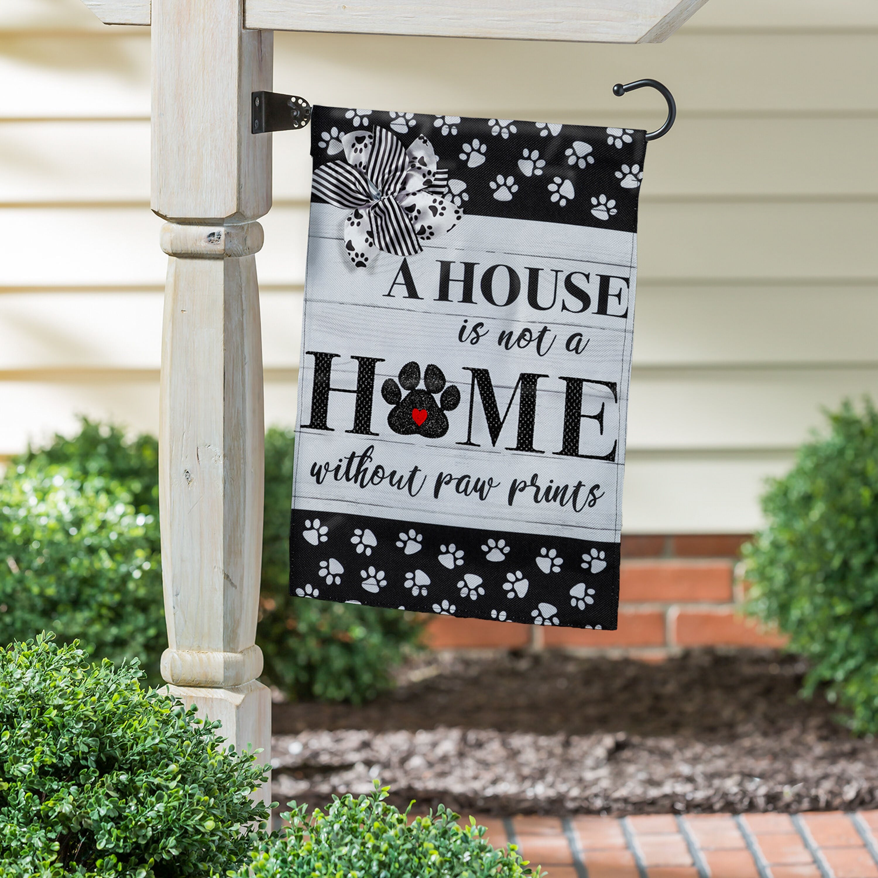 Paw Prints Garden Burlap Flag