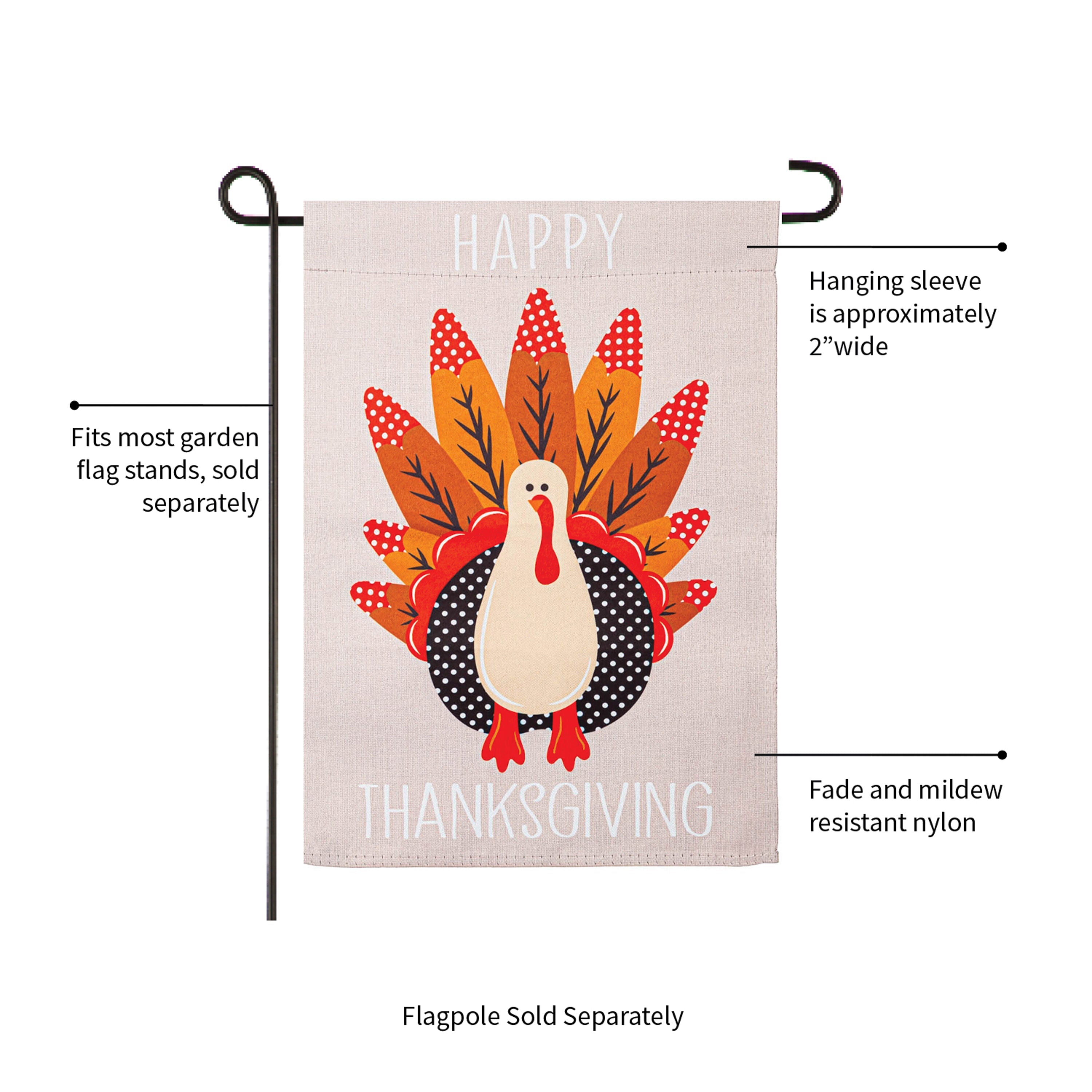 Turkey "Happy Thanksgiving" Garden Suede Flag, SNL - Sports Gifts, Sports Memorabilia, Sports Collectibles, Fan Shop