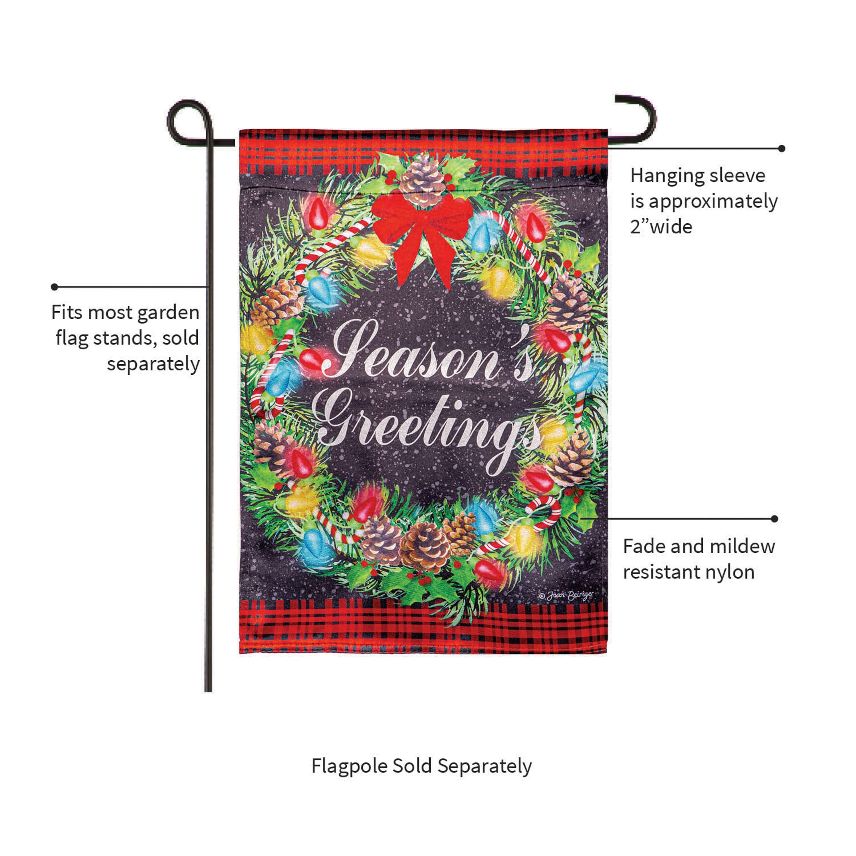 Season's Greeting Lustre Garden Flag - Sports Gifts, Sports Memorabilia, Sports Collectibles, Fan Shop
