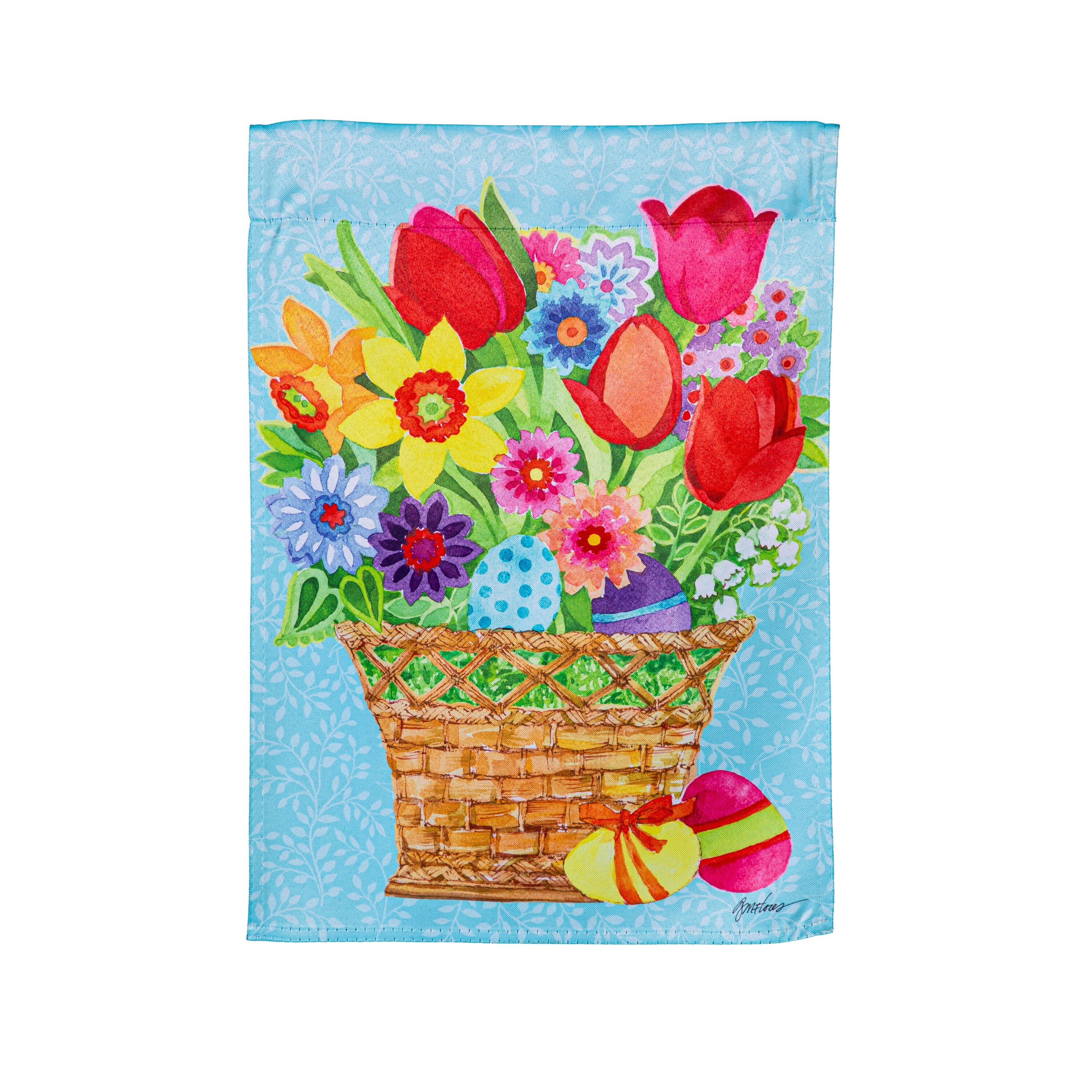 Spring Flowers Basket Suede Garden Flag - Sports Gifts, Sports Memorabilia, Sports Collectibles, Fan Shop