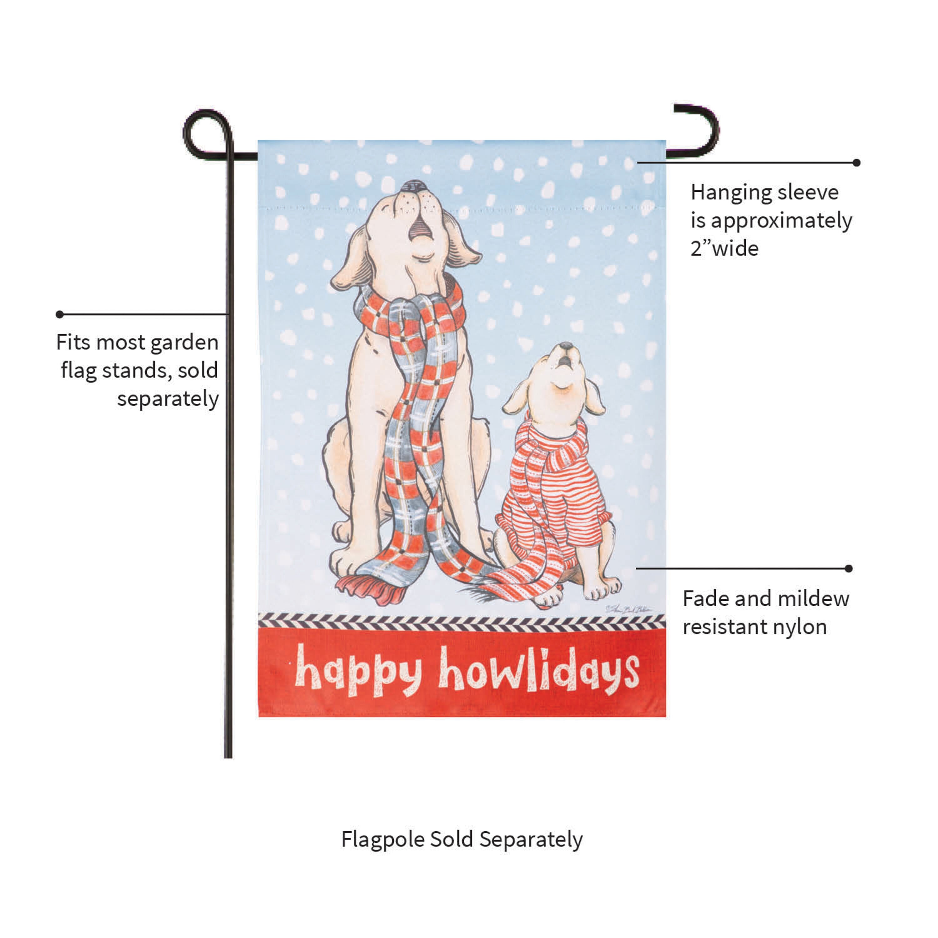 Winter Pups Suede Garden Flag - Sports Gifts, Sports Memorabilia, Sports Collectibles, Fan Shop