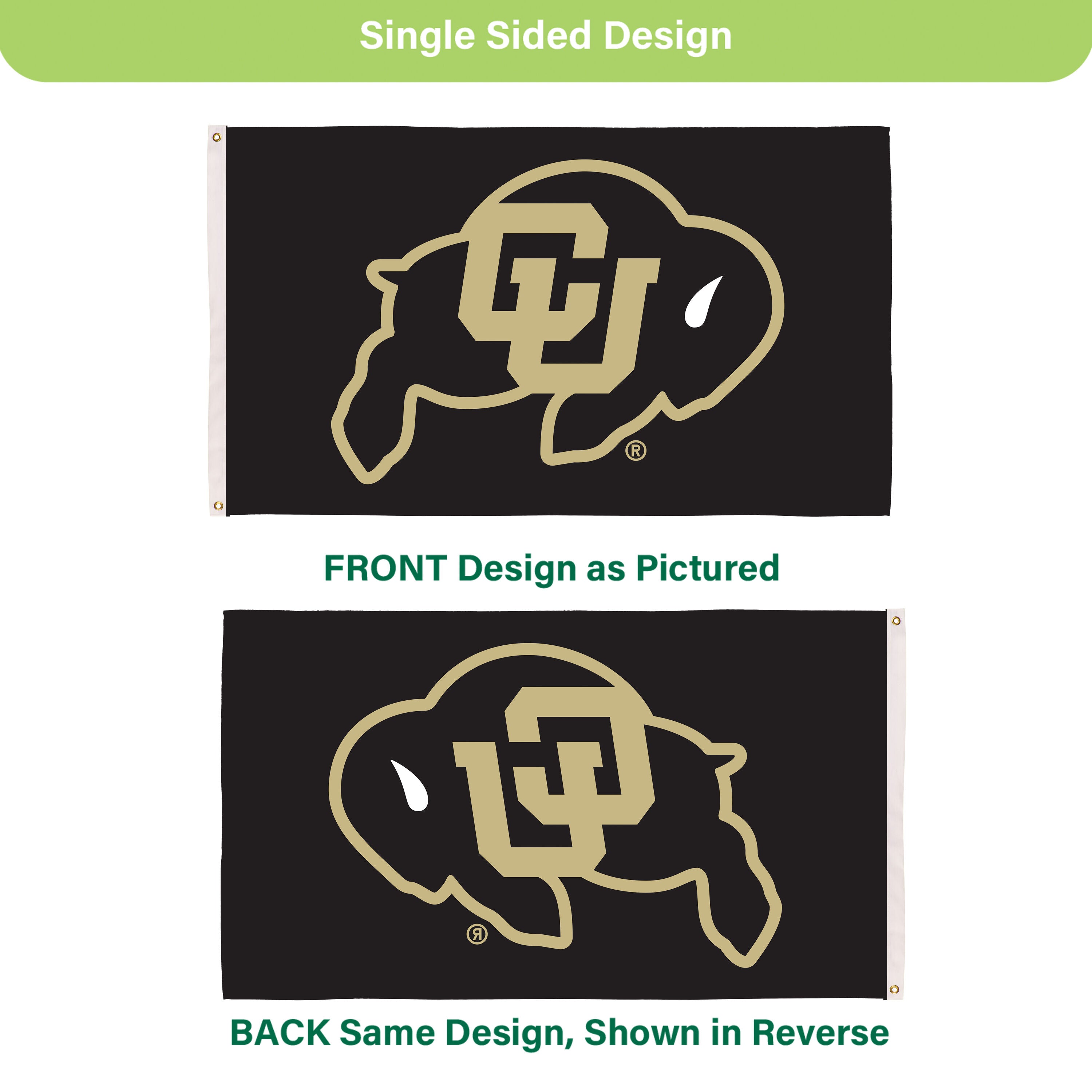 University of Colorado Single Sided Flag w/ 2 Grommets, 3'x5'