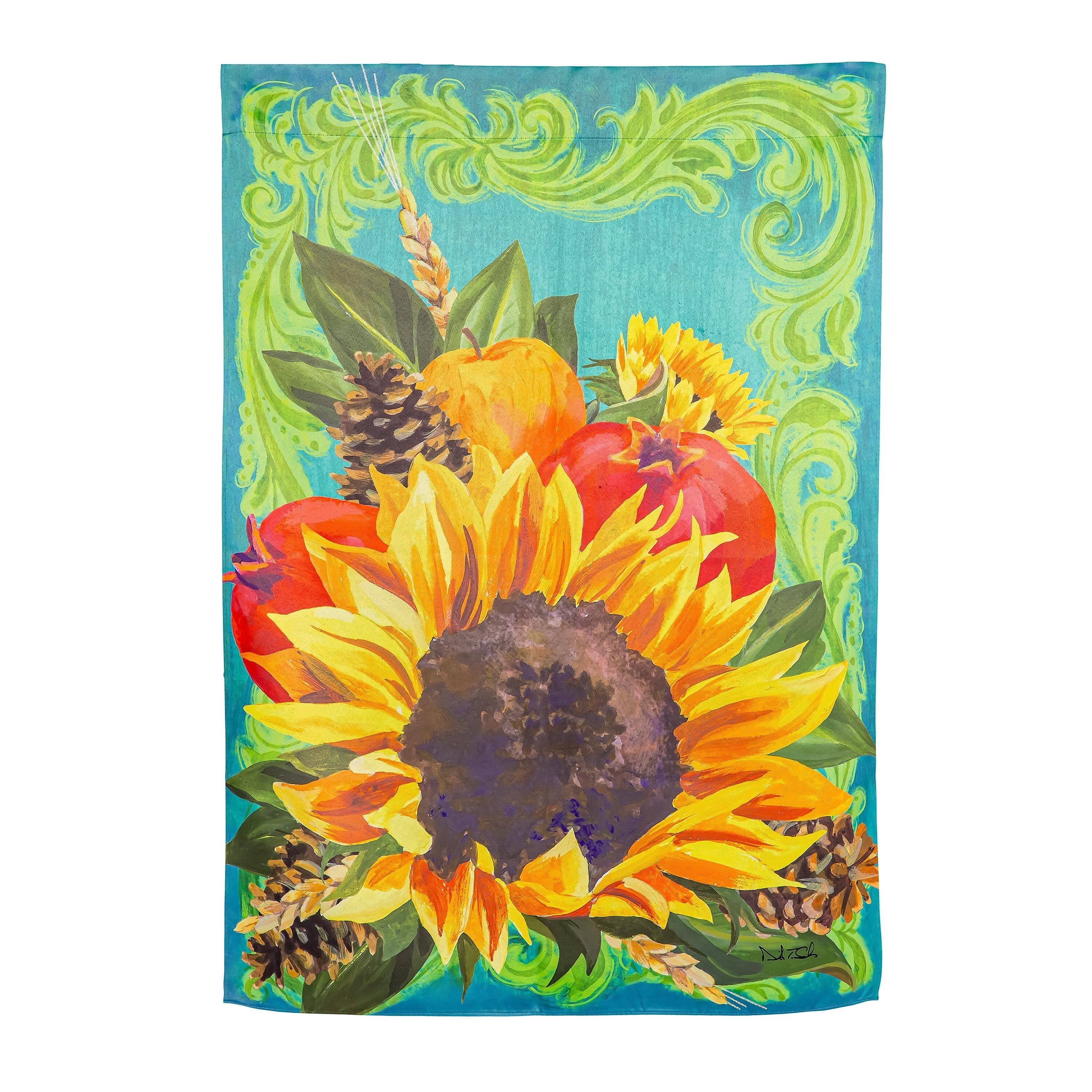 Fall Floral Suede House Flag - Sports Gifts, Sports Memorabilia, Sports Collectibles, Fan Shop
