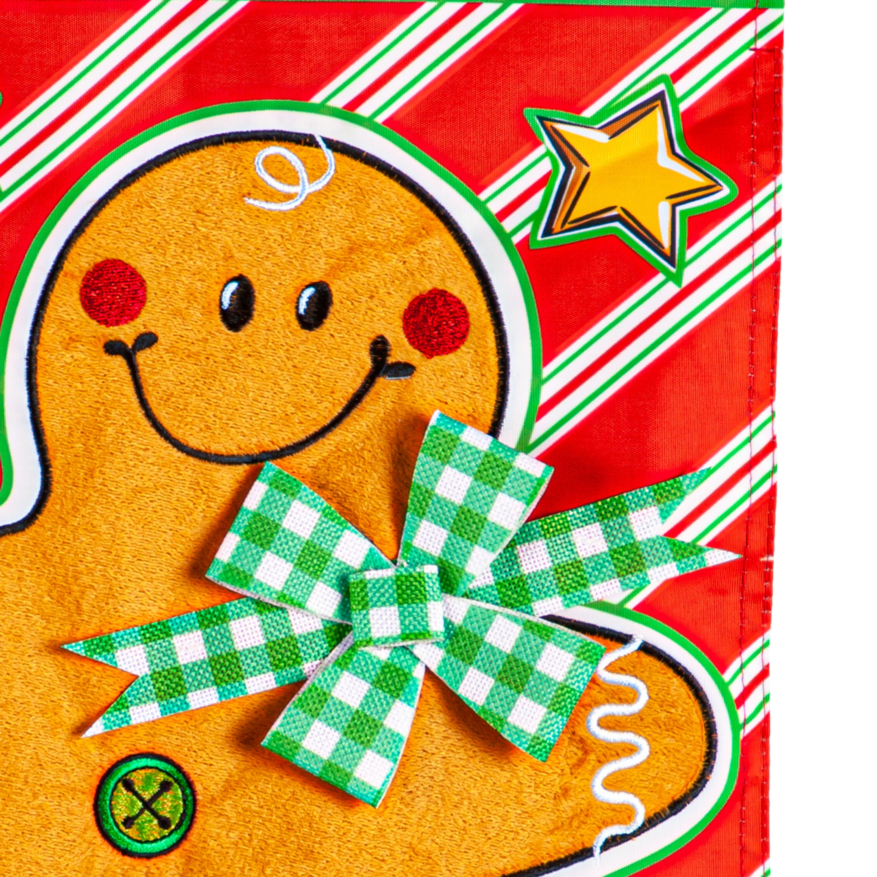 Patterned Gingerbread Man Applique Garden Flag - Sports Gifts, Sports Memorabilia, Sports Collectibles, Fan Shop