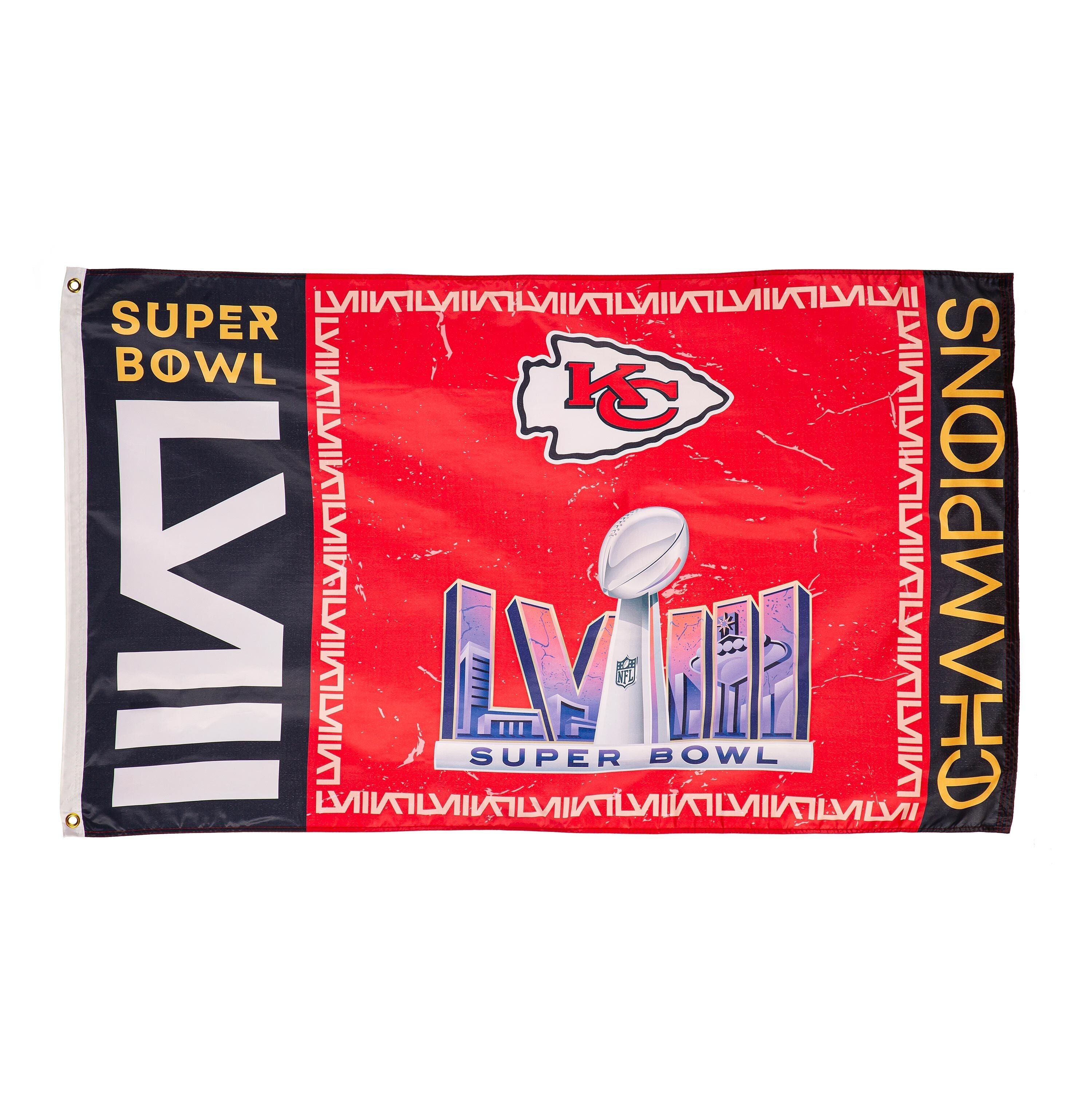 Kansas City Chiefs SB58 Champions Embossed Suede Estate Flag - Sports Gifts, Sports Memorabilia, Sports Collectibles, Fan Shop