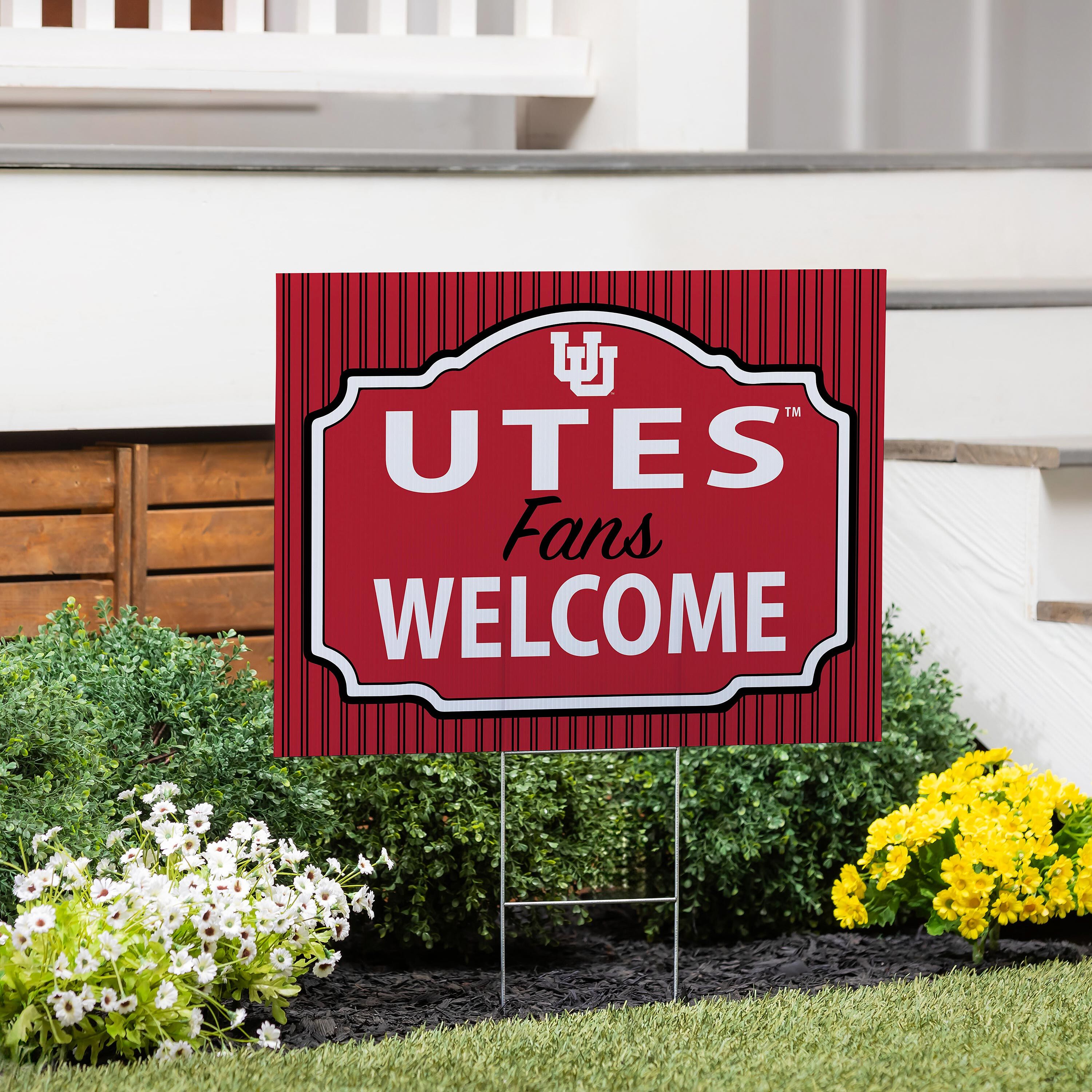 University of Utah Coroplast Yard Sign, "Fans Welcome"