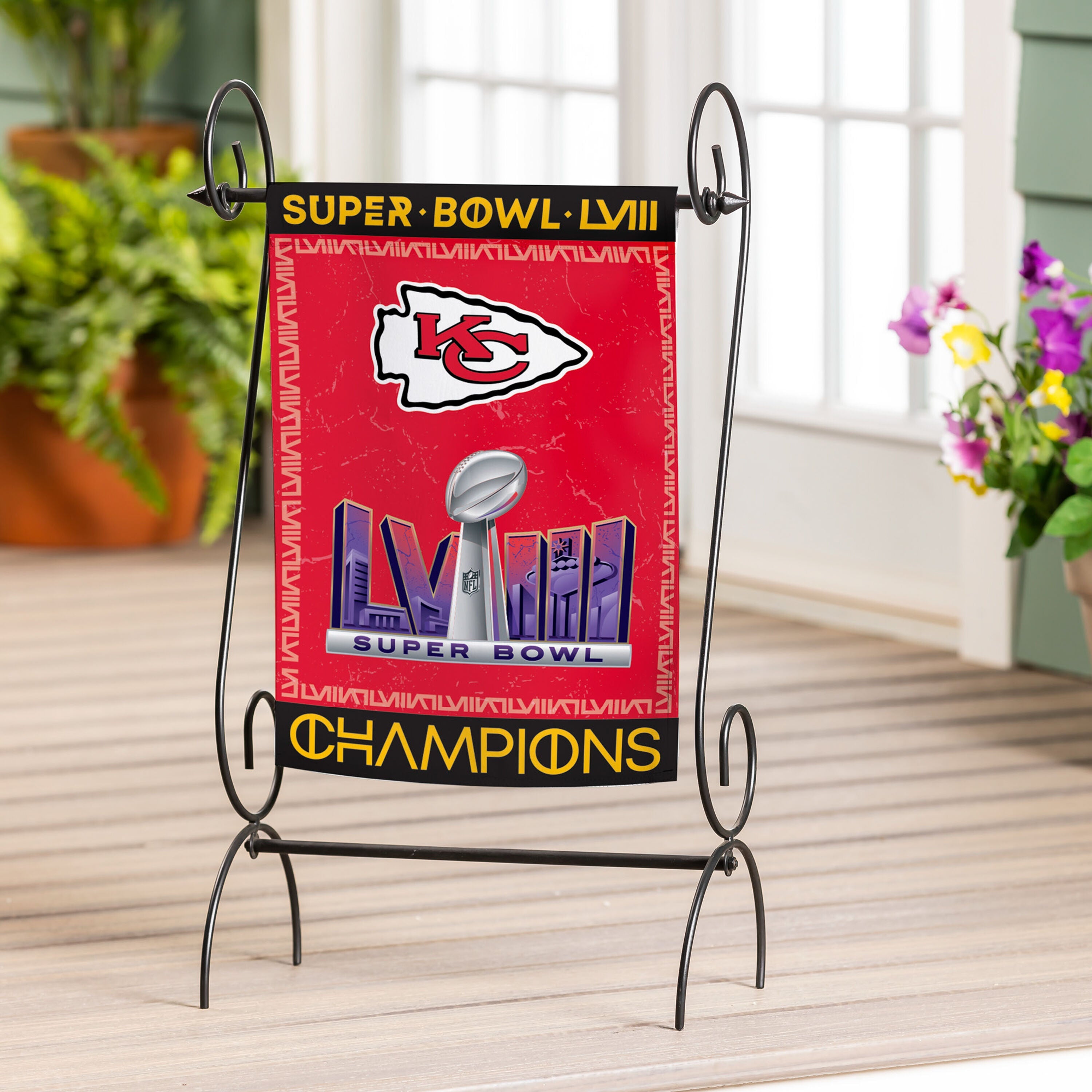 Kansas City Chiefs SB58 Champions Embossed Suede Flag - Sports Gifts, Sports Memorabilia, Sports Collectibles, Fan Shop