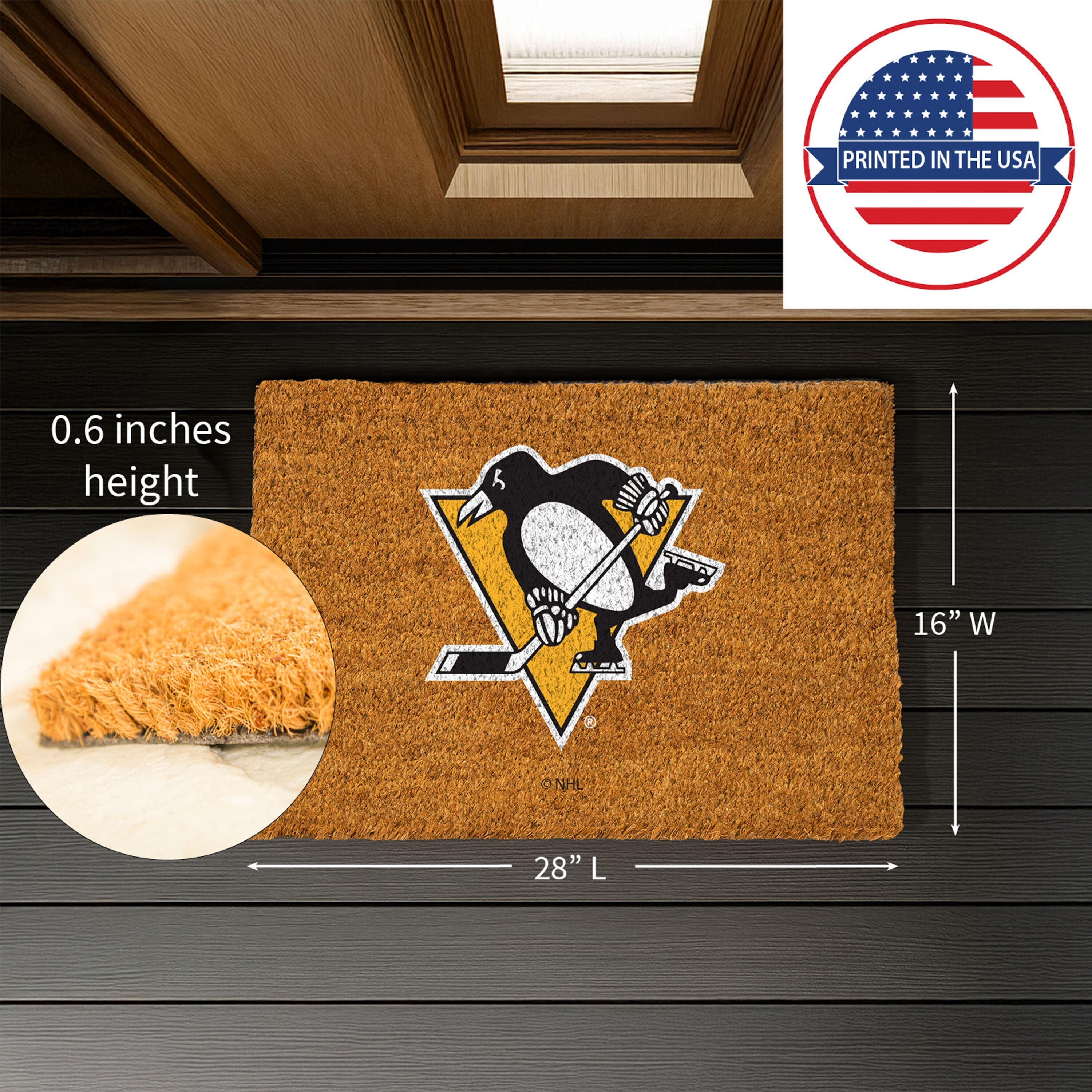 Coir Mat, 16"x28", Pittsburgh Penguins - Sports Gifts, Sports Memorabilia, Sports Collectibles, Fan Shop