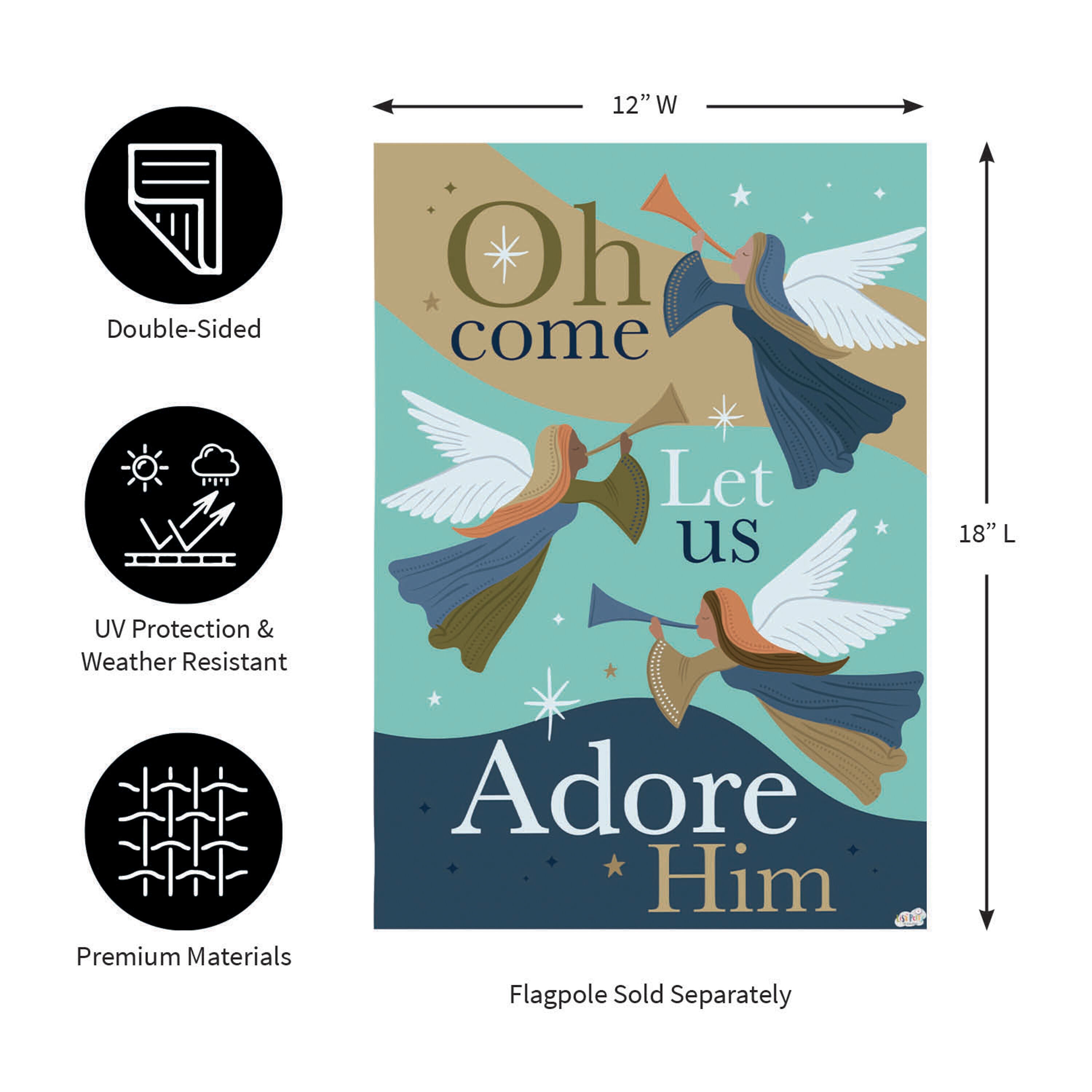 Oh Come Let Us Adore Him Suede Garden Flag - Sports Gifts, Sports Memorabilia, Sports Collectibles, Fan Shop