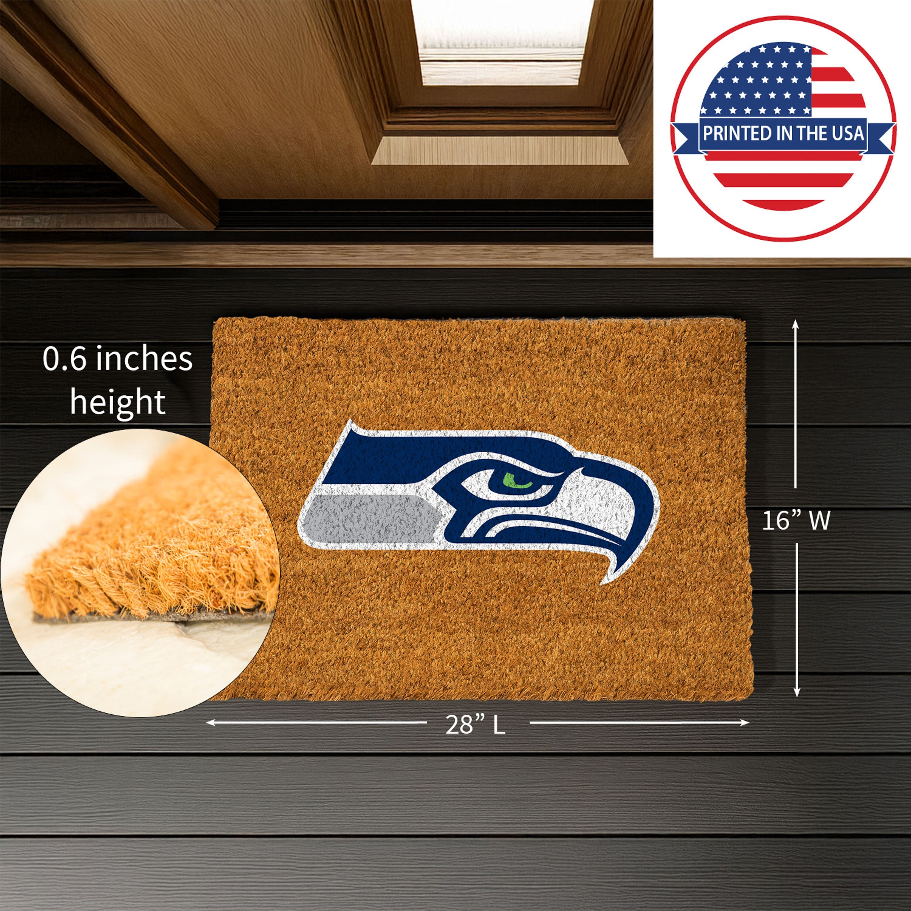 Coir Mat, 16"x28", Seattle Seahawks - Sports Gifts, Sports Memorabilia, Sports Collectibles, Fan Shop
