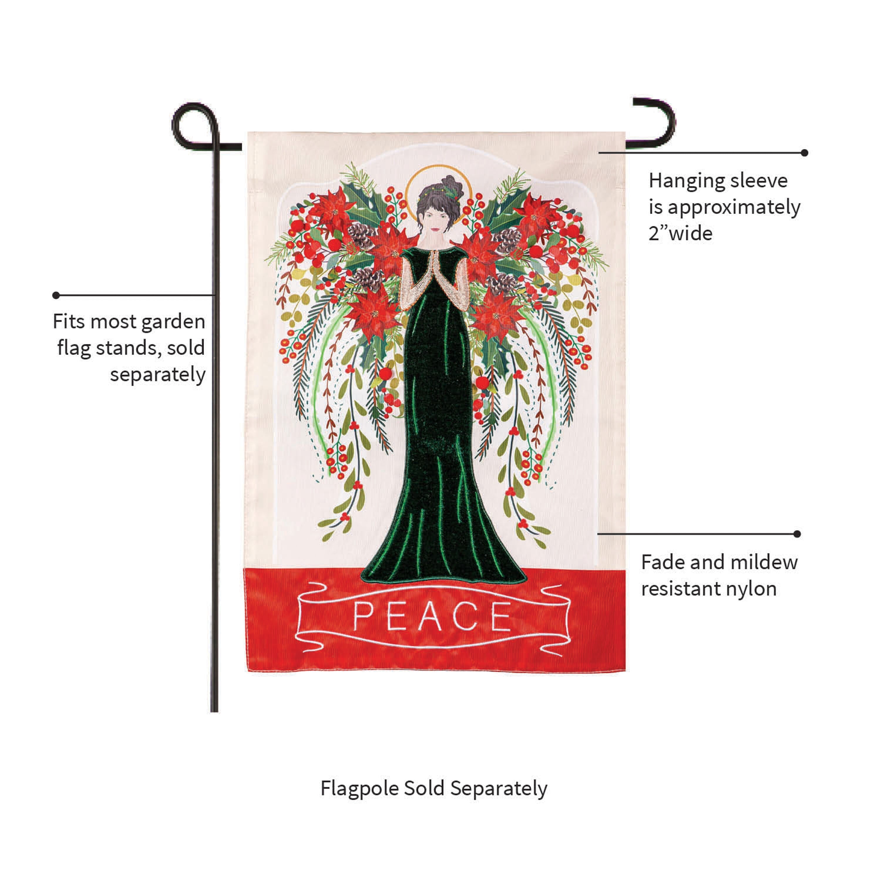 Floral Angel Applique Garden Flag - Sports Gifts, Sports Memorabilia, Sports Collectibles, Fan Shop