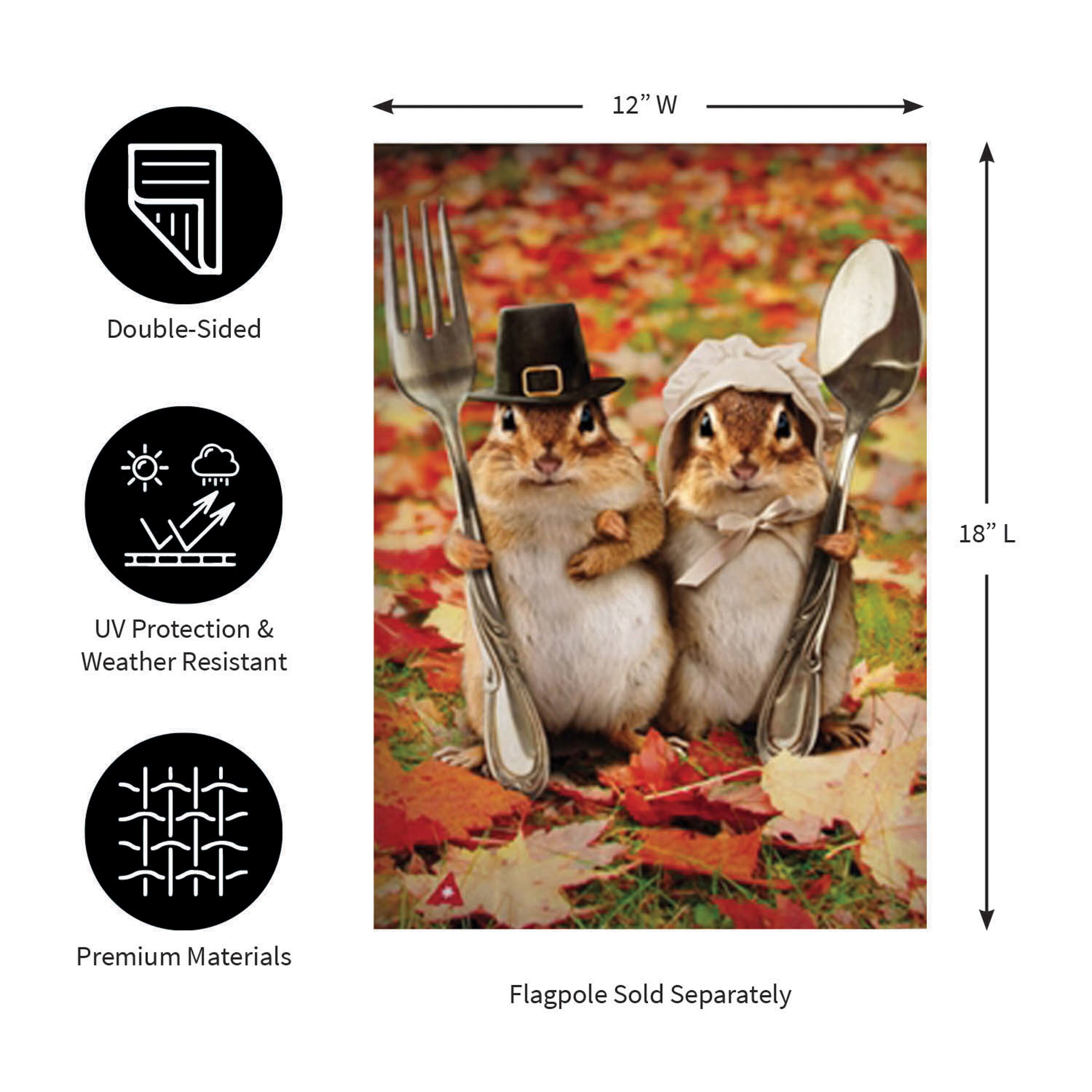Thanksgiving Gothic Chipmunks Garden Satin Flag - Sports Gifts, Sports Memorabilia, Sports Collectibles, Fan Shop