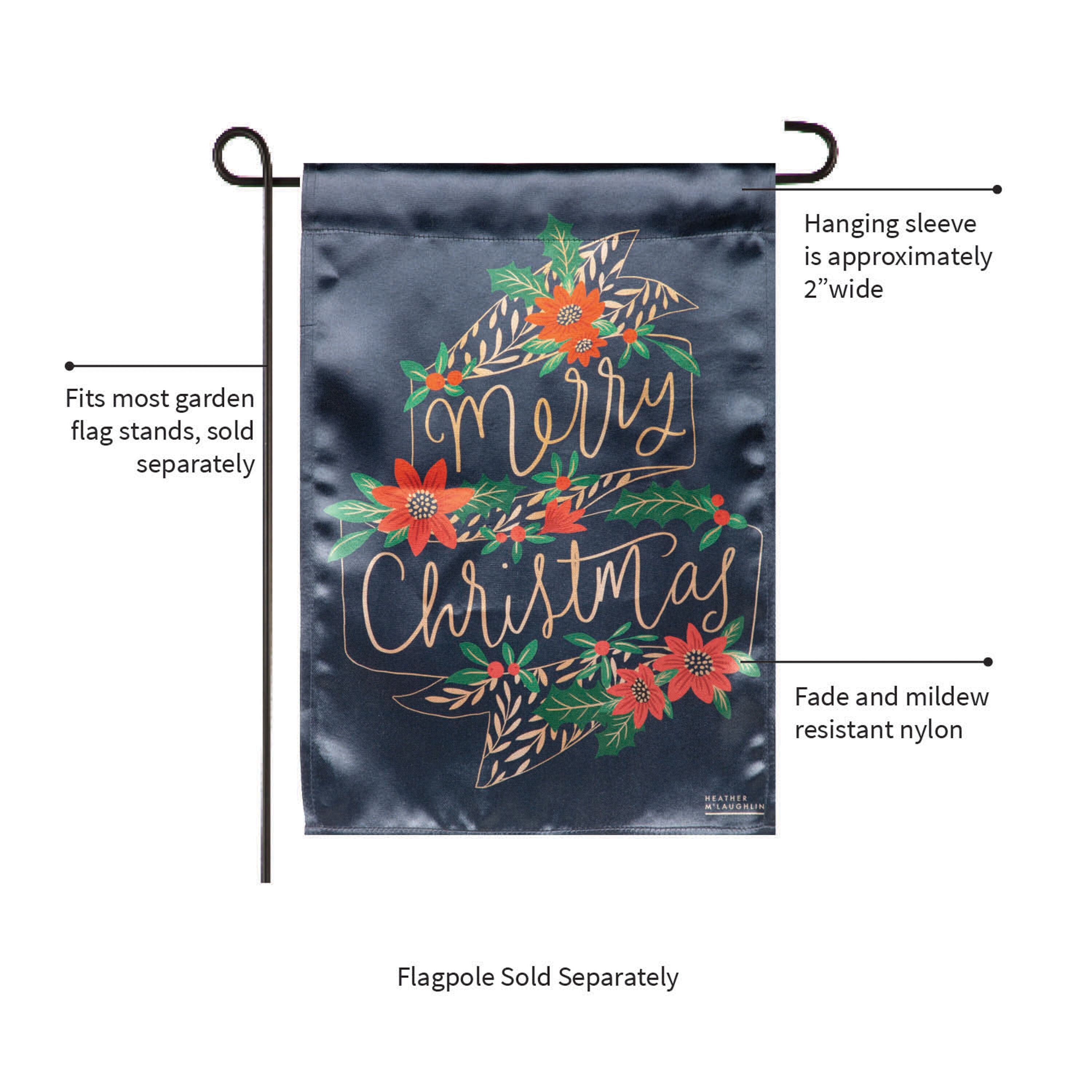 Merry Christmas Lustre Garden Flag - Sports Gifts, Sports Memorabilia, Sports Collectibles, Fan Shop