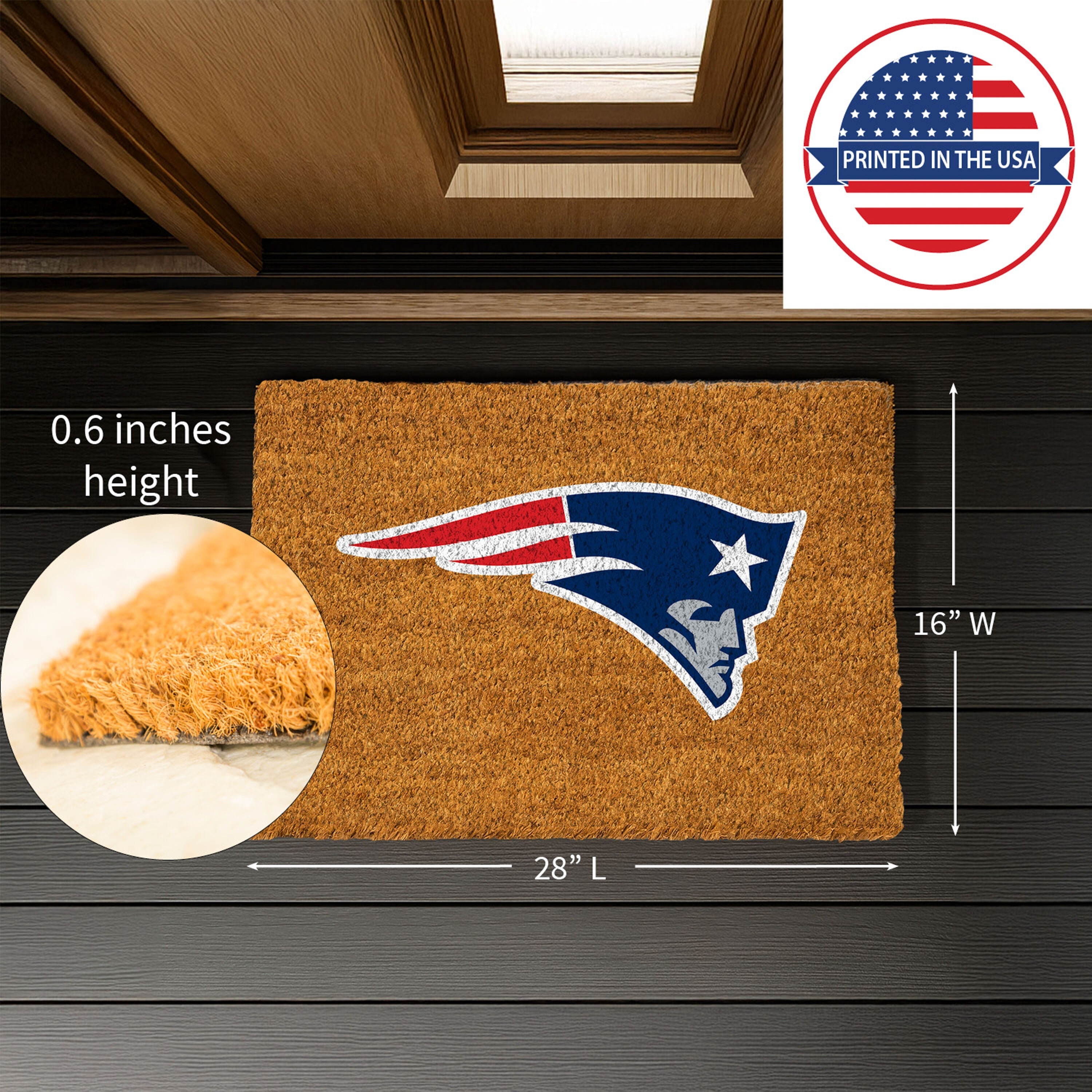 Coir Mat, 16"x28", New England Patriots - Sports Gifts, Sports Memorabilia, Sports Collectibles, Fan Shop