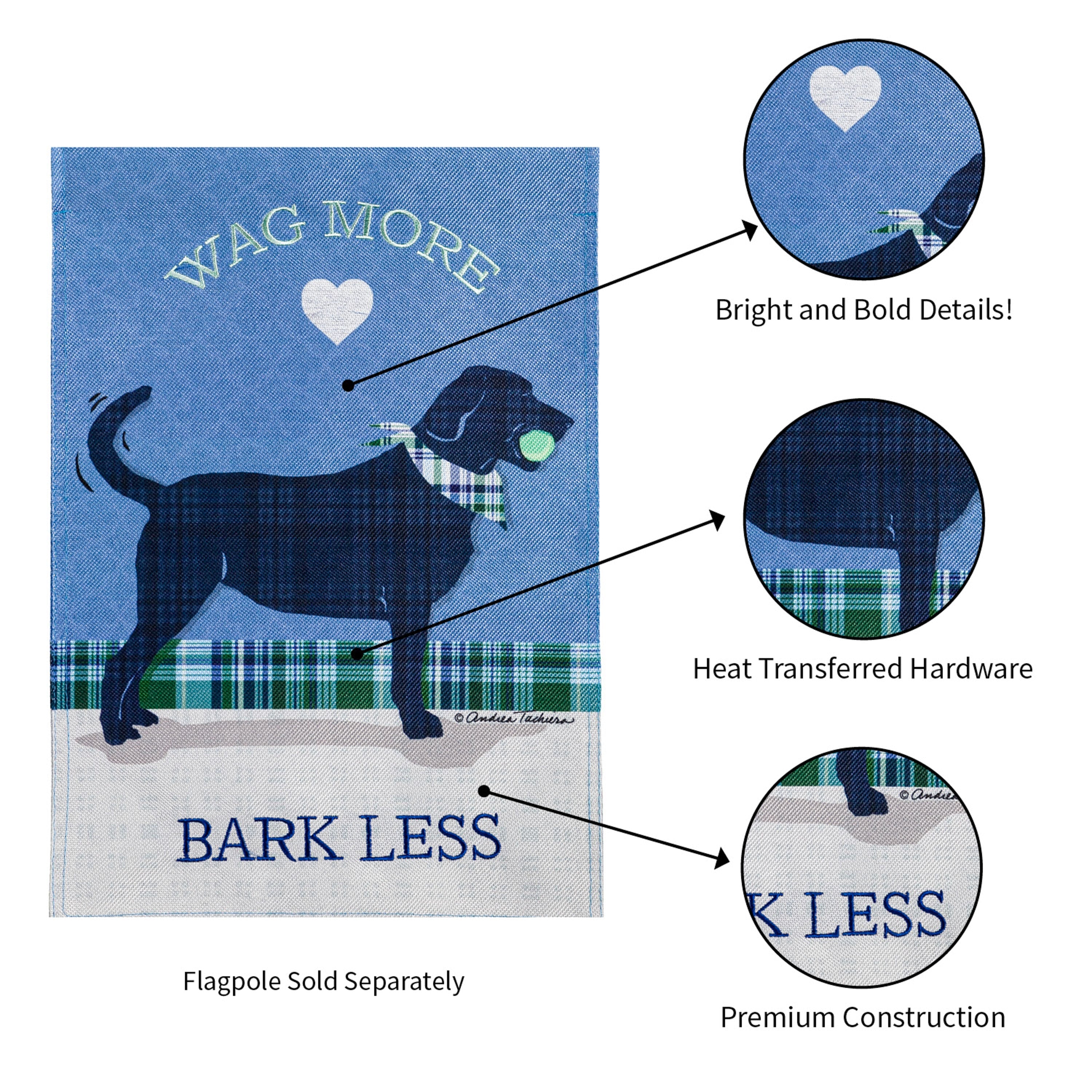 Wag More, Bark Less Garden Burlap Flag - Sports Gifts, Sports Memorabilia, Sports Collectibles, Fan Shop