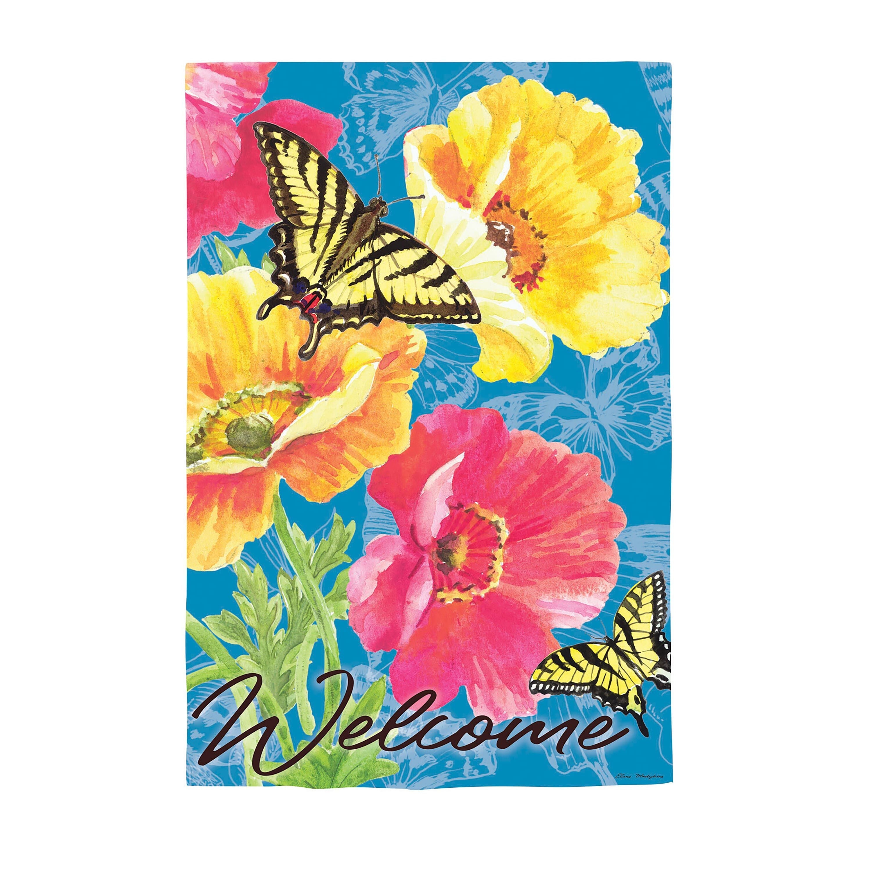 Bright Yellow Poppy Suede House Flag