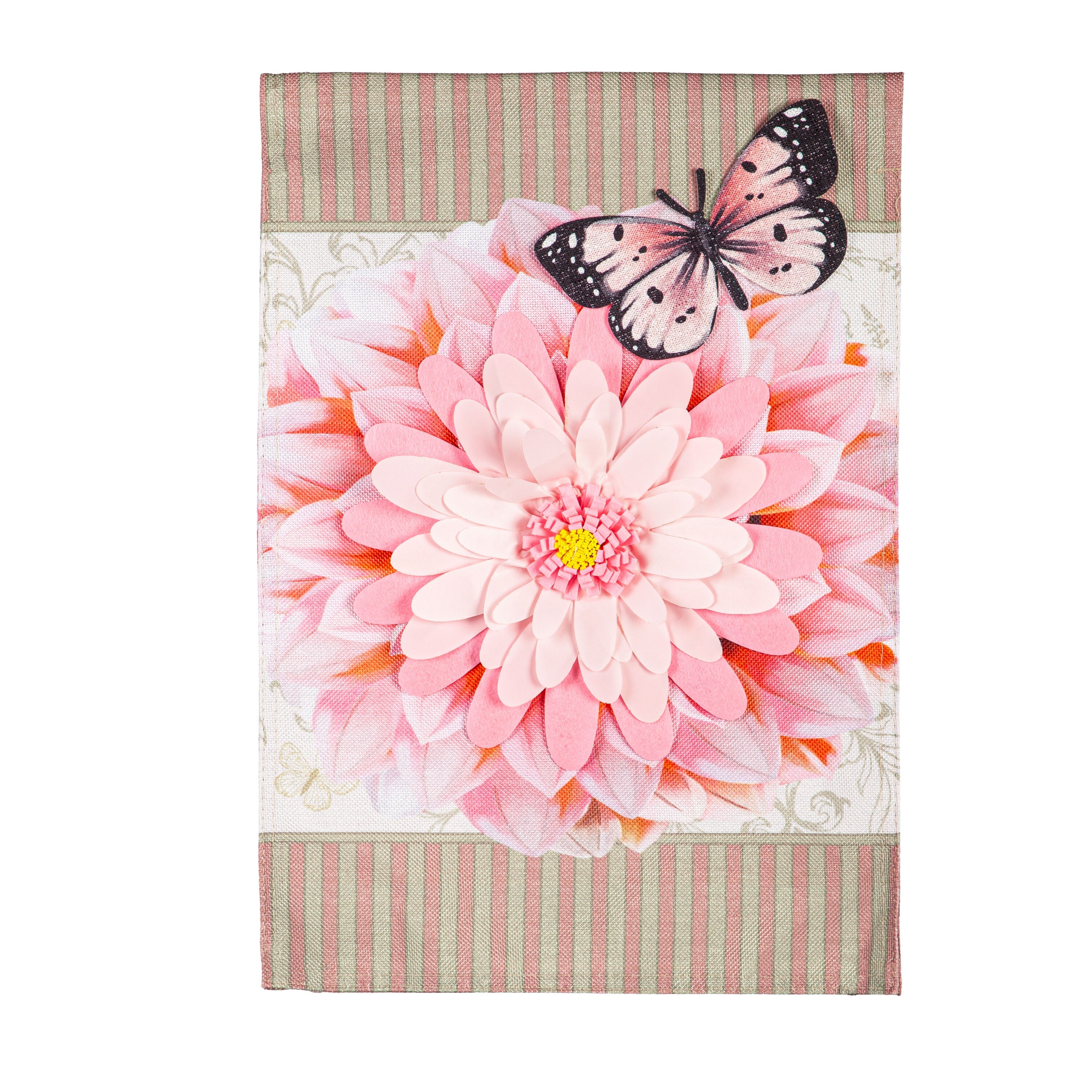 Dahlia & Butterfly Burlap Garden Flag - Sports Gifts, Sports Memorabilia, Sports Collectibles, Fan Shop