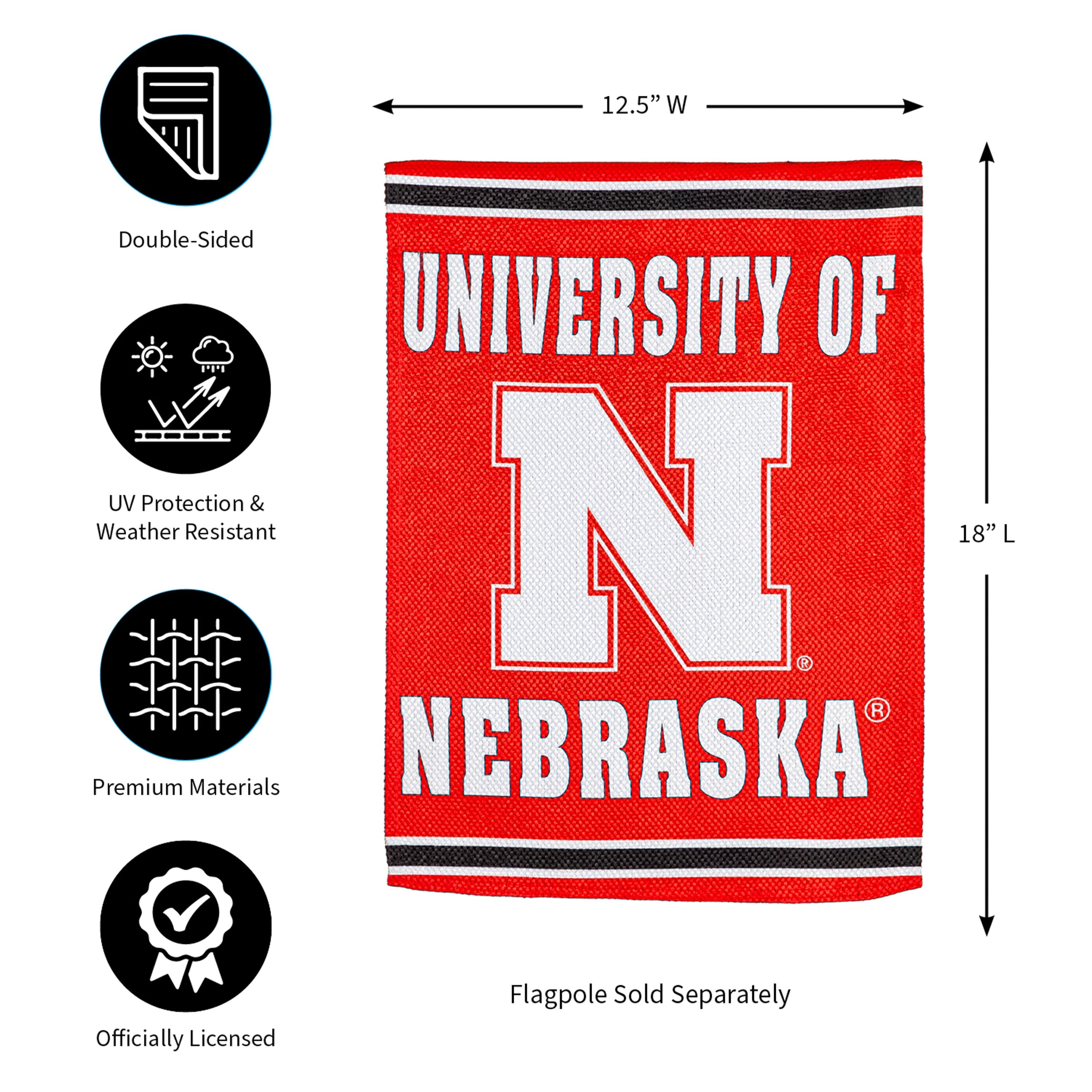 Embossed Suede Flag, GDN Size, University of Nebraska - Sports Gifts, Sports Memorabilia, Sports Collectibles, Fan Shop