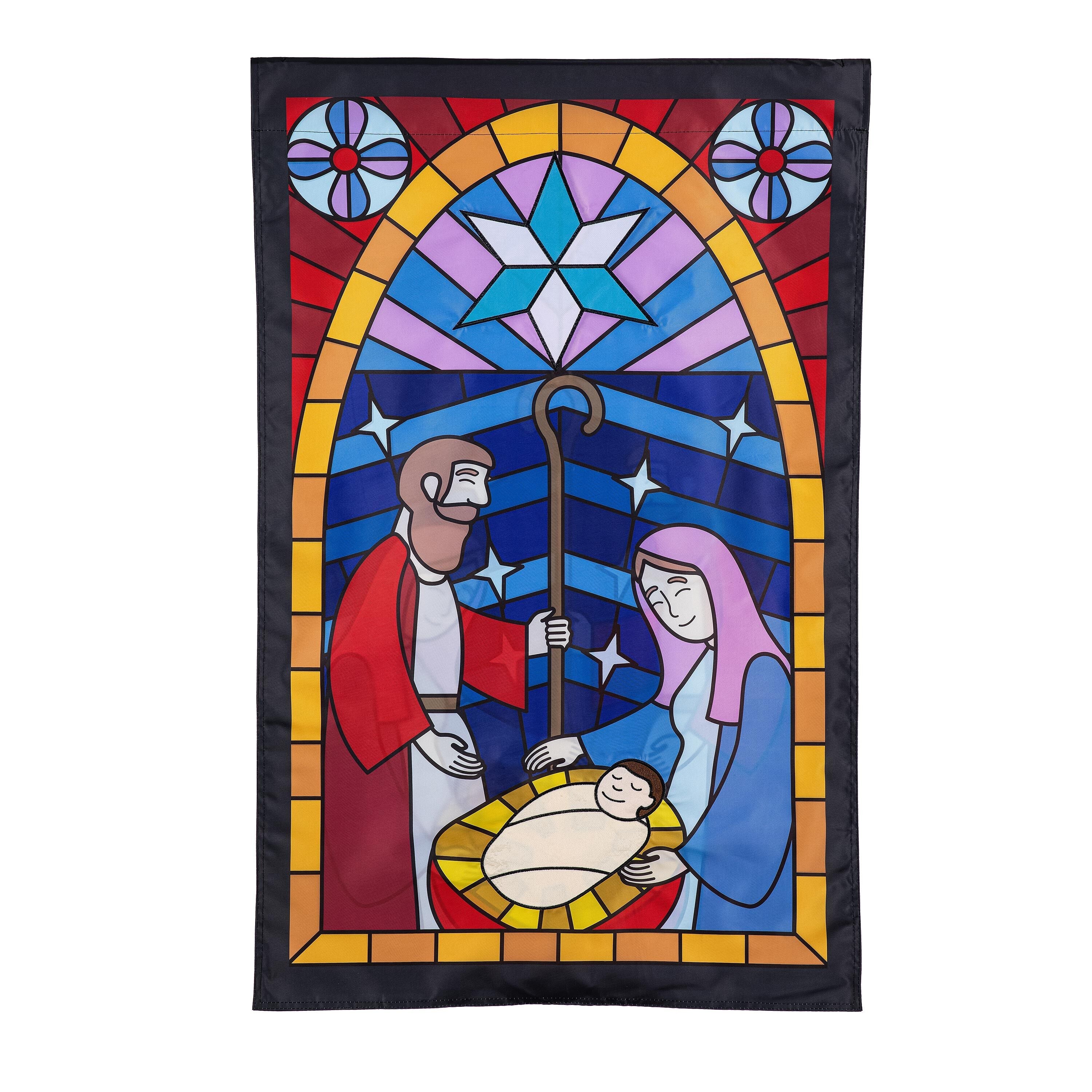 Stained Glass Applique House Flag - Sports Gifts, Sports Memorabilia, Sports Collectibles, Fan Shop