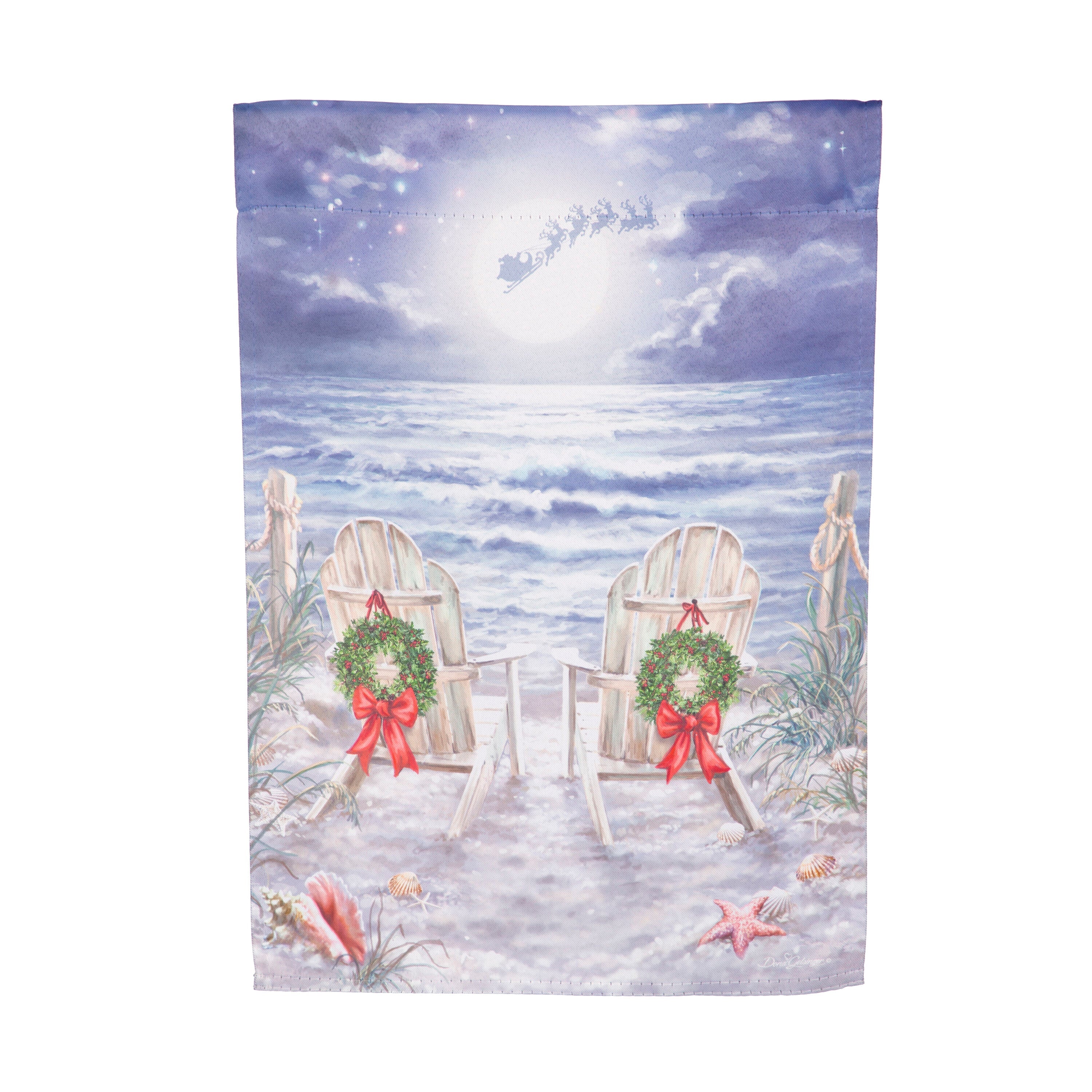Christmas on the Beach Suede Garden Flag