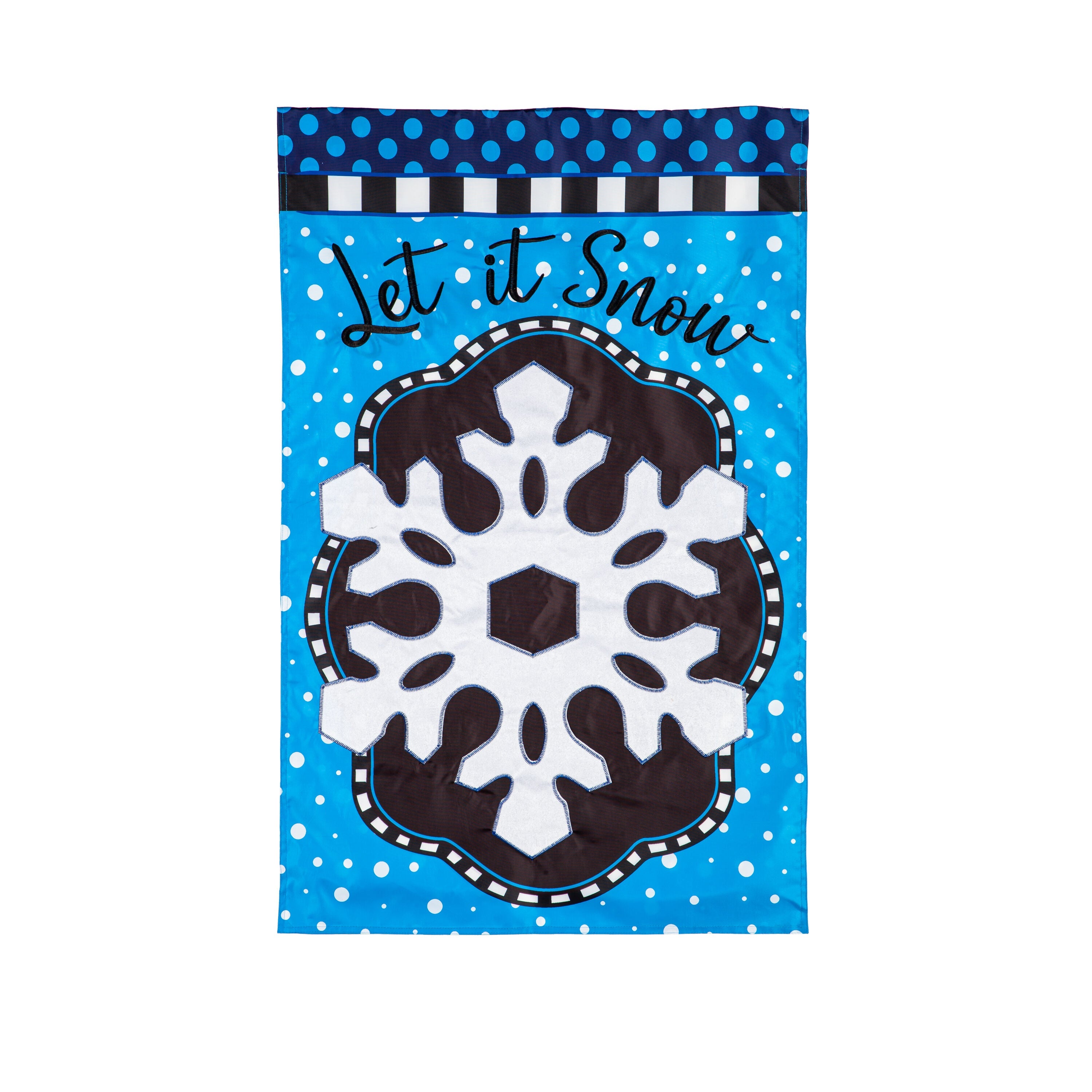 Patterned Snowflake Applique House Flag - Sports Gifts, Sports Memorabilia, Sports Collectibles, Fan Shop