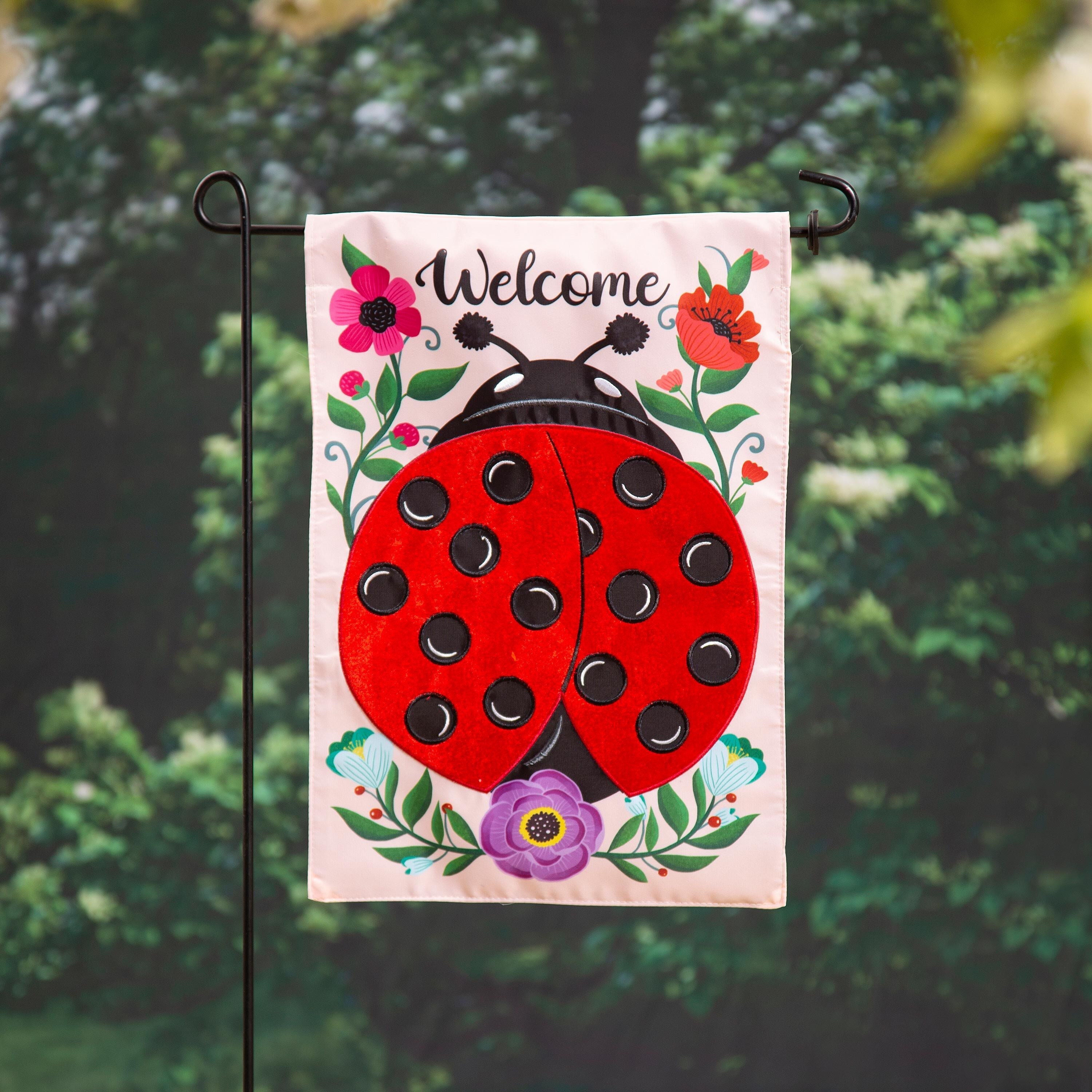 Ladybug Applique Garden Flag - Sports Gifts, Sports Memorabilia, Sports Collectibles, Fan Shop