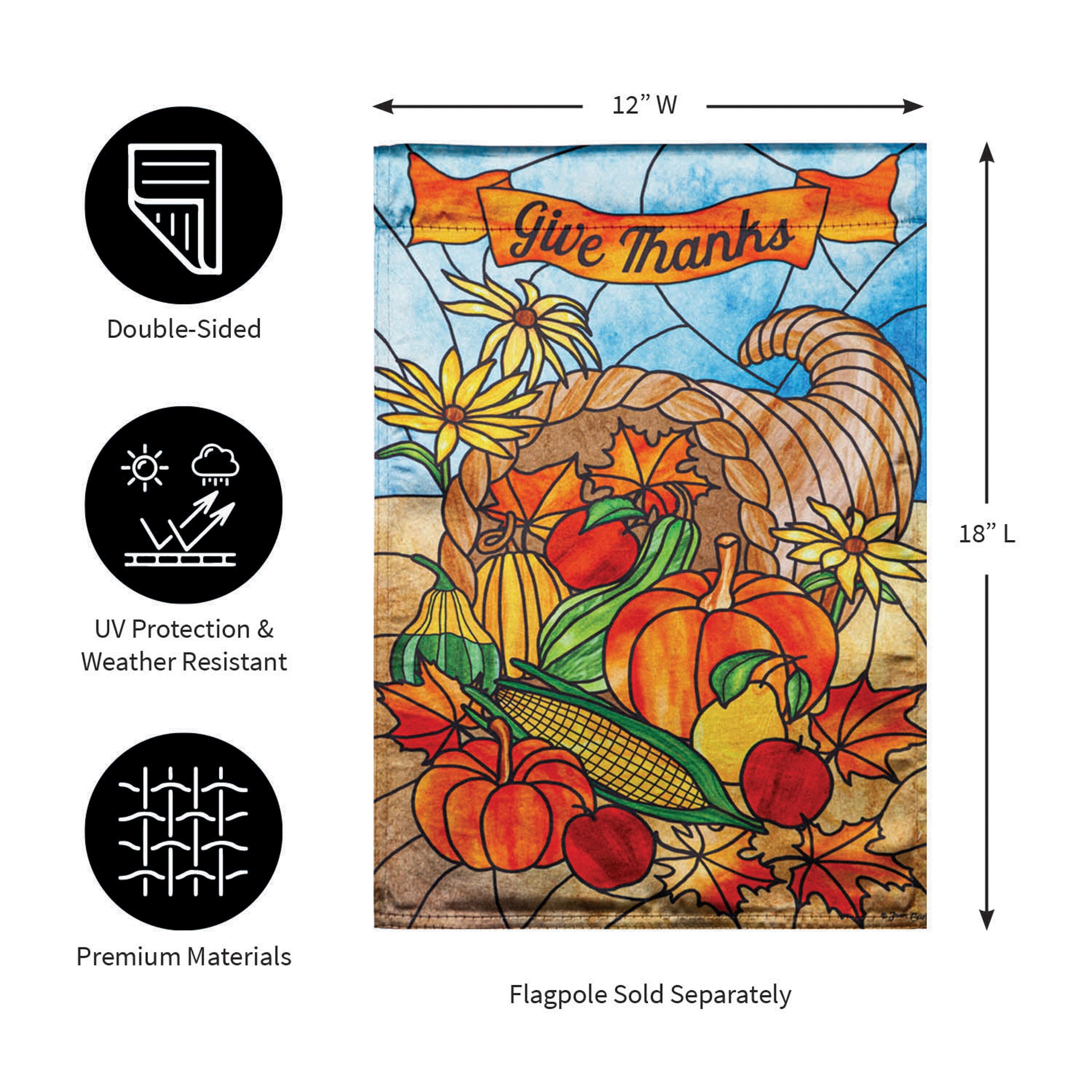 Stained Glass Cornucopia Garden Lustre Flag - Sports Gifts, Sports Memorabilia, Sports Collectibles, Fan Shop