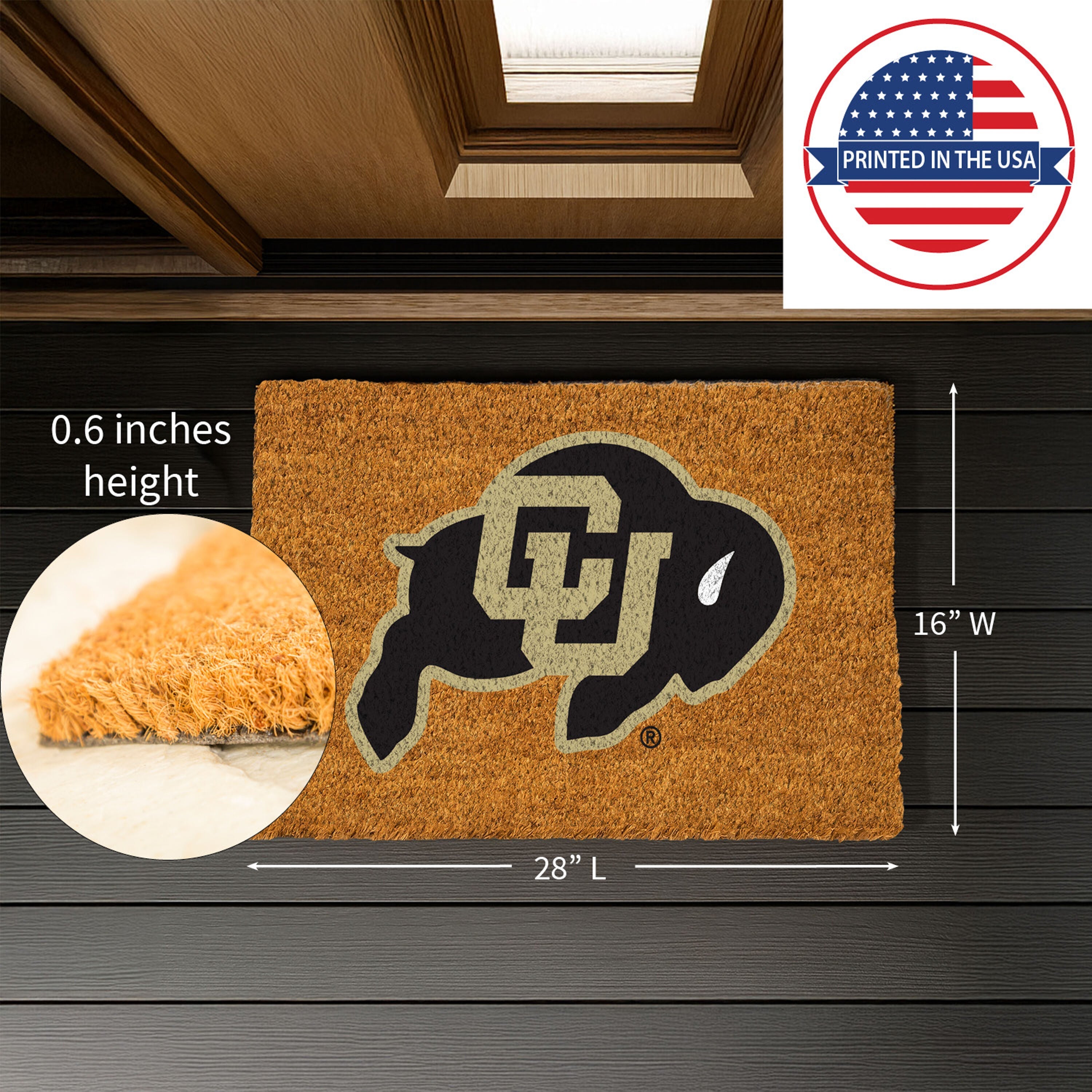 Coir Mat, 16"x28", University of Colorado - Sports Gifts, Sports Memorabilia, Sports Collectibles, Fan Shop