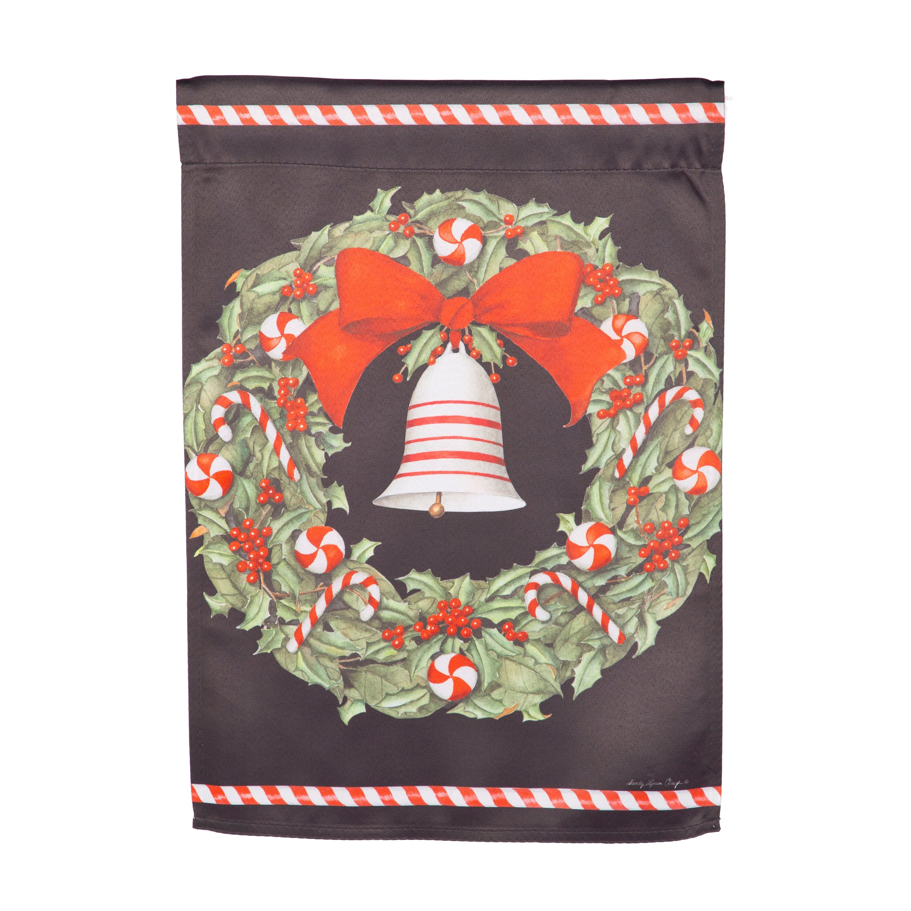 Christmas Bell and Wreath Suede Garden Flag - Sports Gifts, Sports Memorabilia, Sports Collectibles, Fan Shop