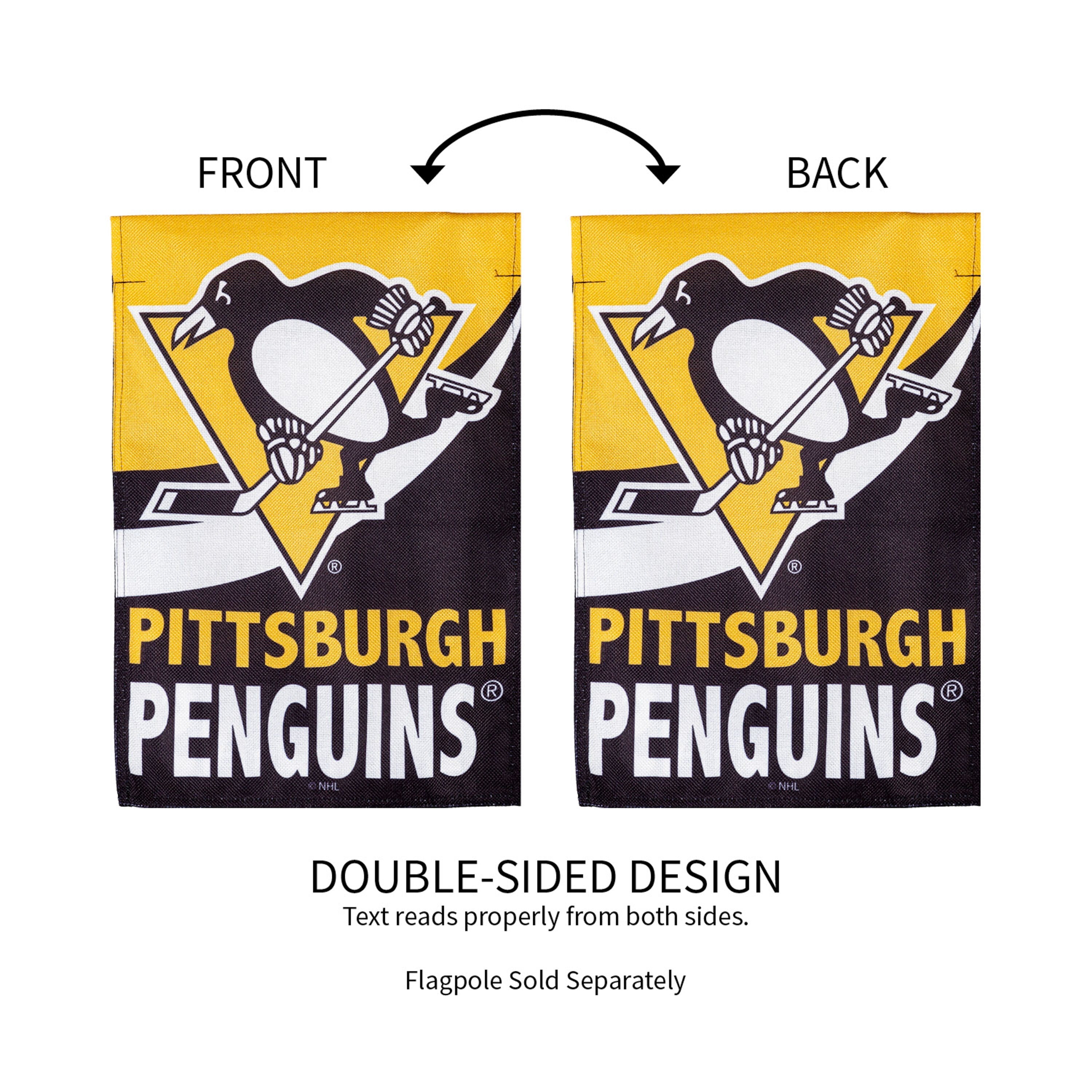 NHL Hockey Burlap Garden Flag, Pittsburgh Penguins - Sports Gifts, Sports Memorabilia, Sports Collectibles, Fan Shop