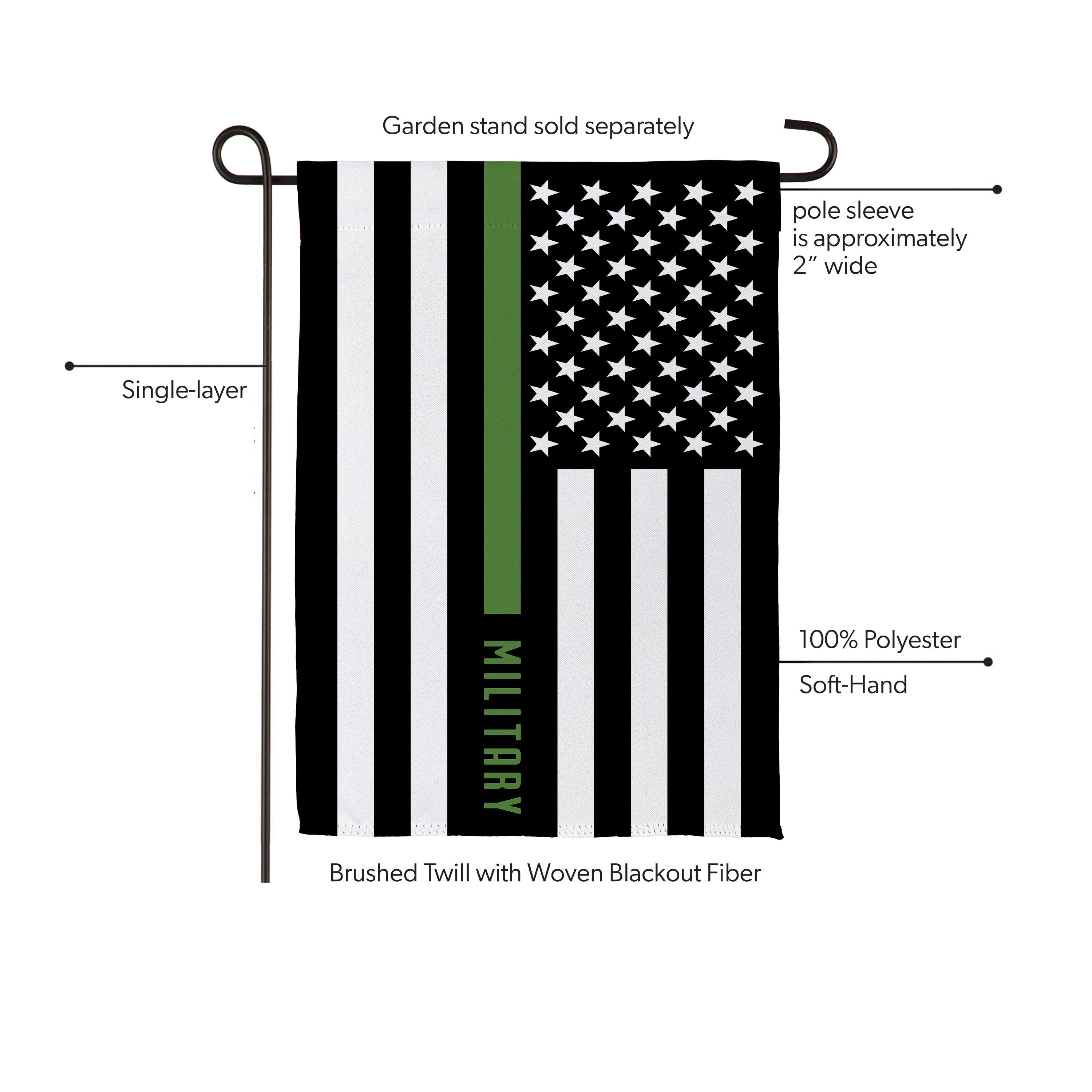 Military Thin Green Line Garden Suede Flag