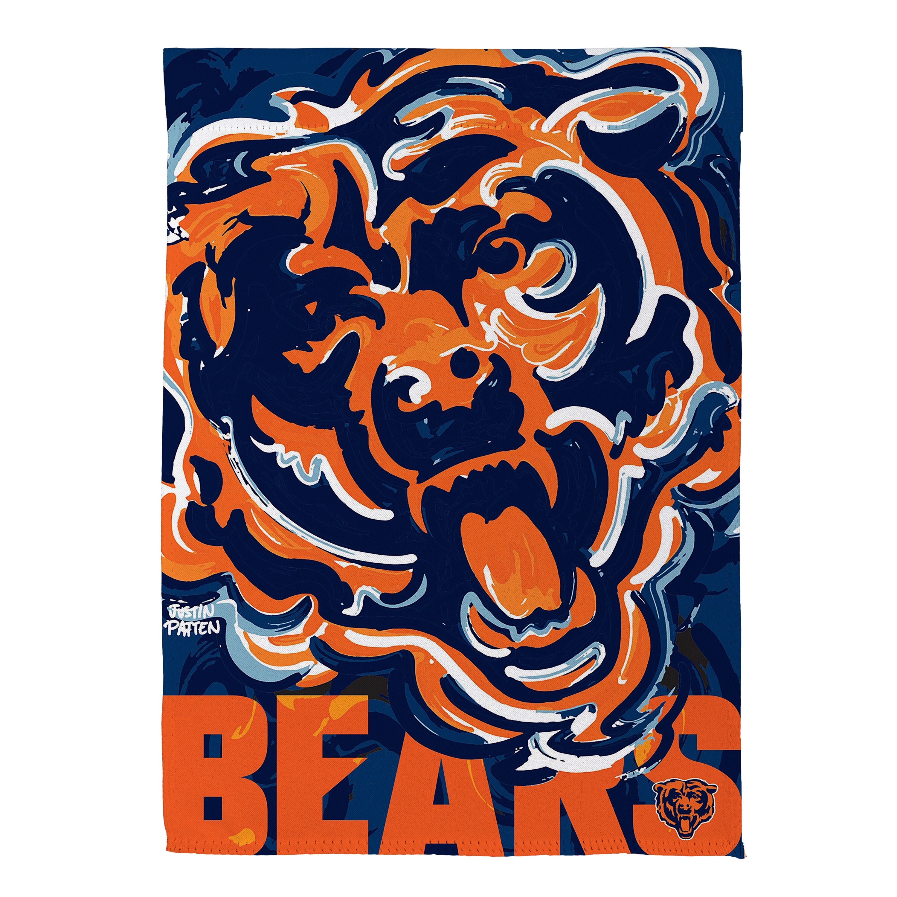 Chicago Bears Justin Patten Logo Suede Garden Flag - Sports Gifts, Sports Memorabilia, Sports Collectibles, Fan Shop