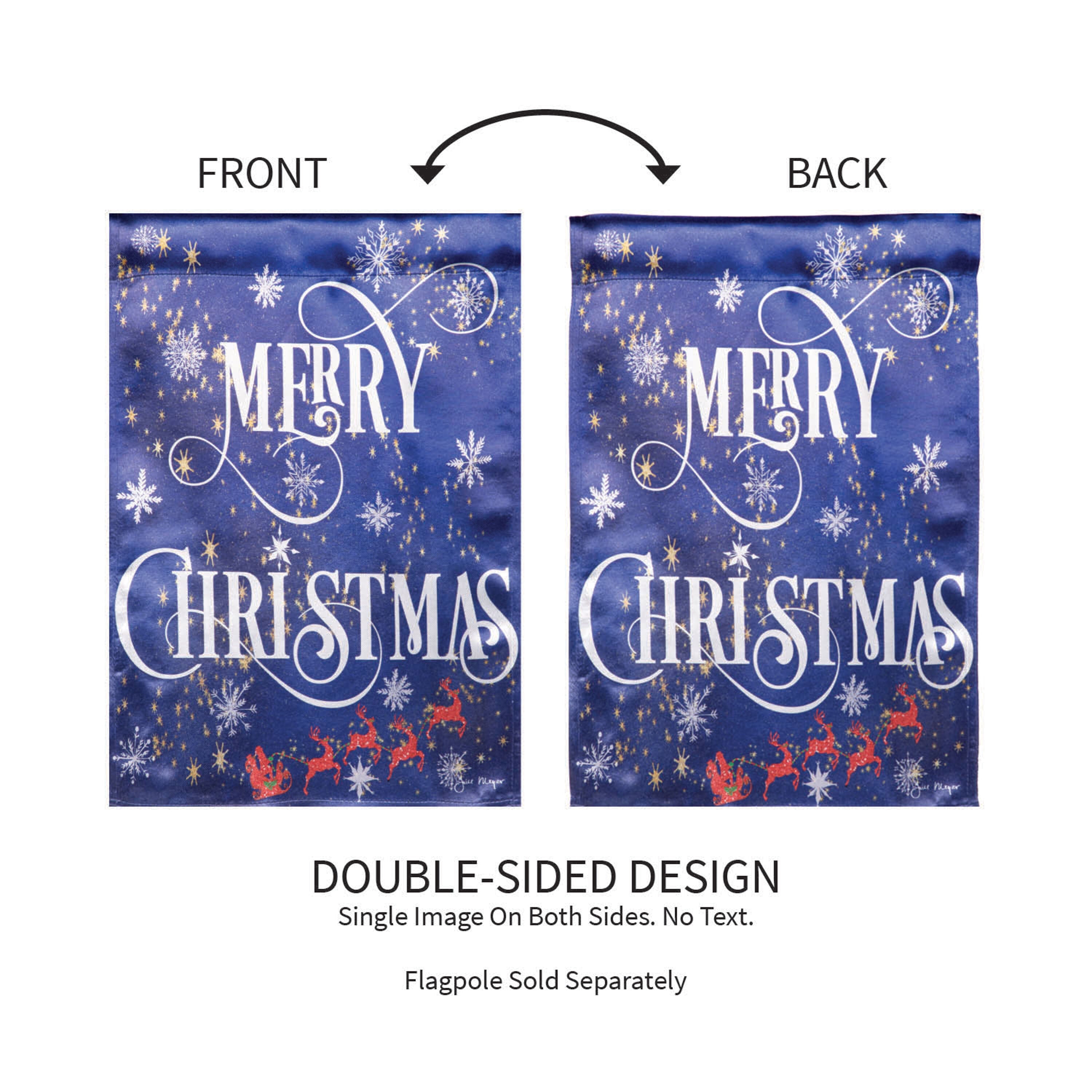 Merry Christmas Snowflake Lustre Garden Flag - Sports Gifts, Sports Memorabilia, Sports Collectibles, Fan Shop